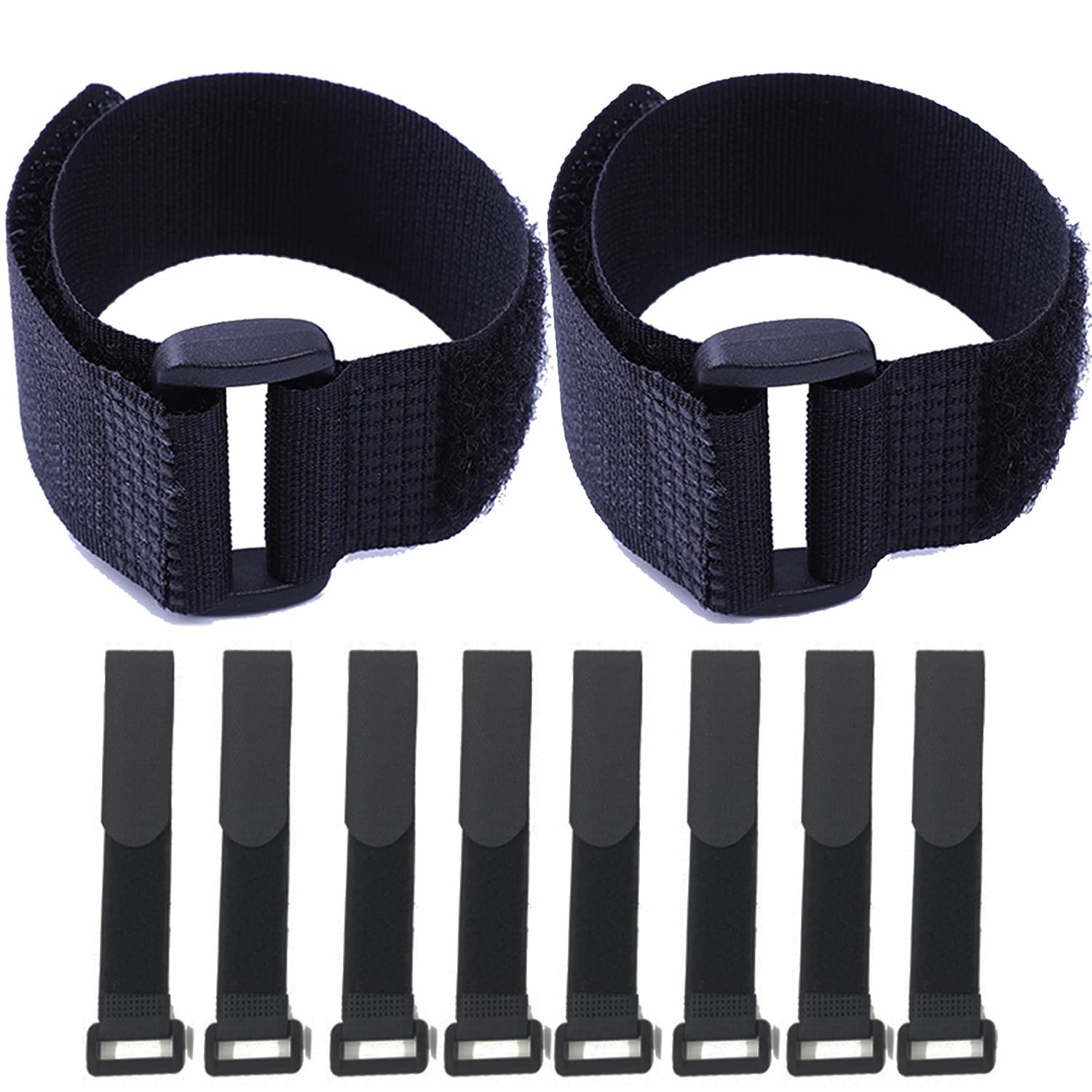HUAPX Fastening Hook and Loop Cable Straps,10Pack Black 1″ x 16″,