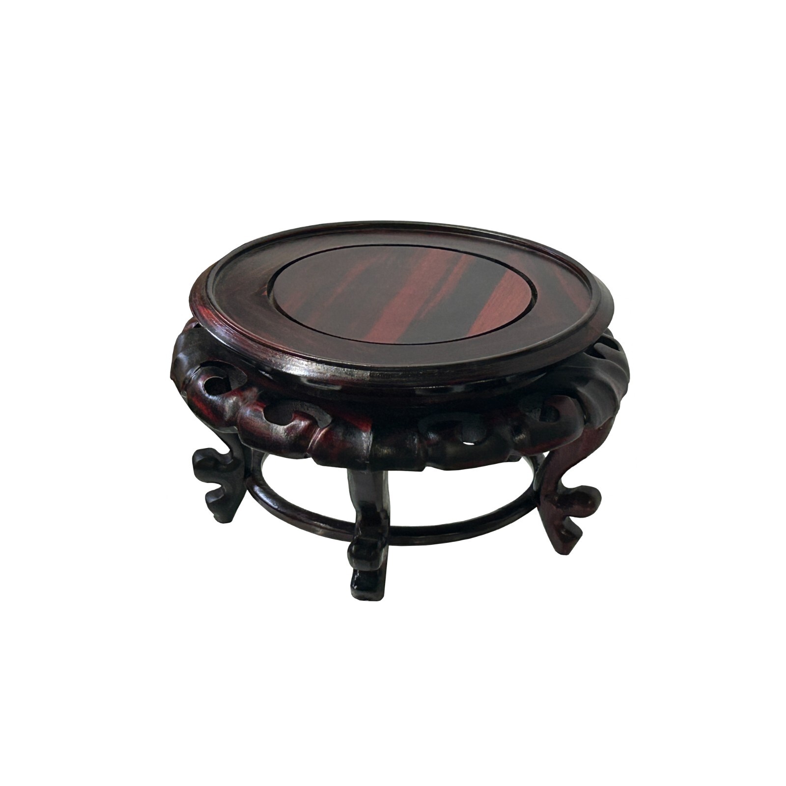 5.5″ Oriental Reddish Brown Wave 5 Legs Round Wood Stand Riser Easel st1073
