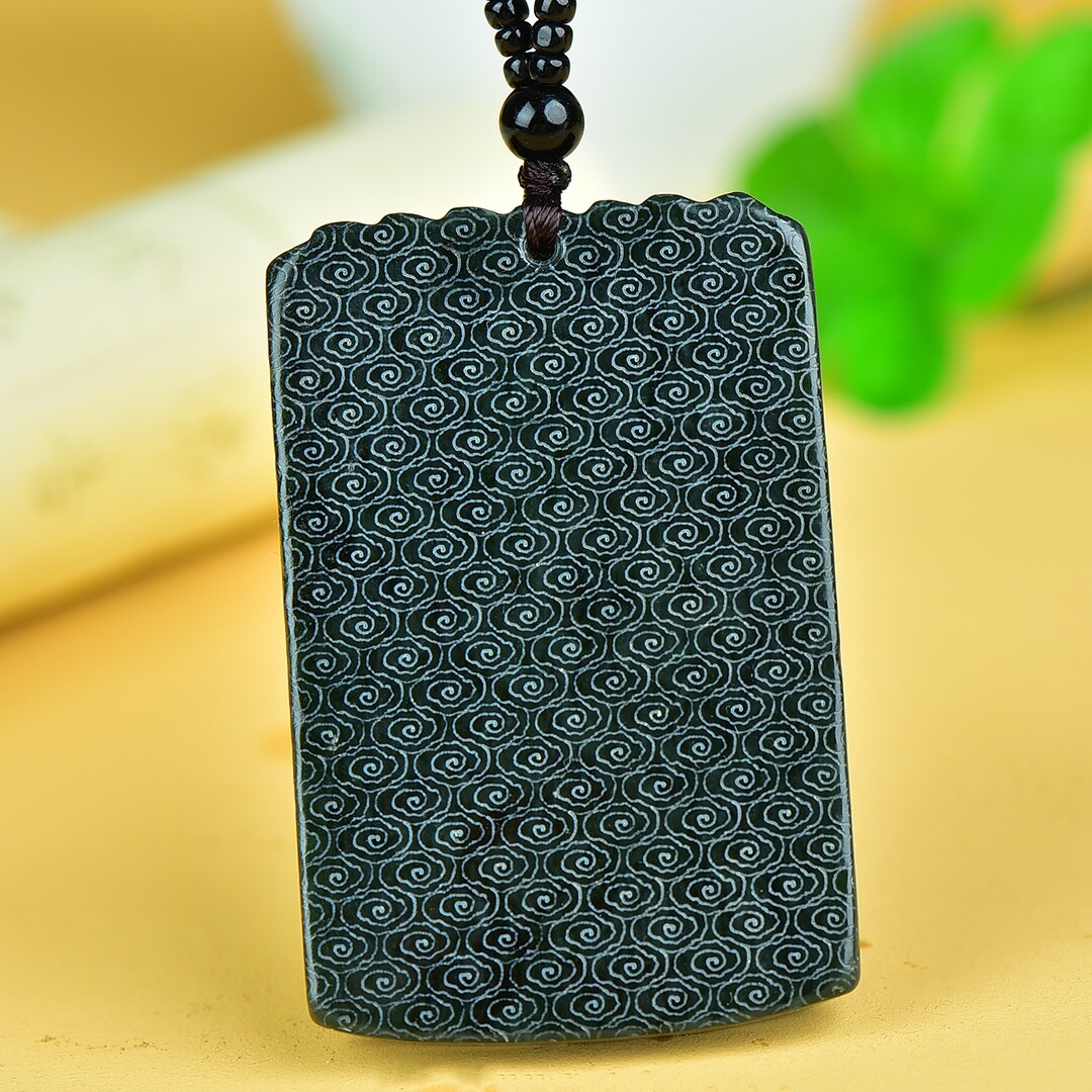 Chinese Hetian Gray Jade Hand Carving Buddhism Ksitigarbha Boddhisattva Pendant