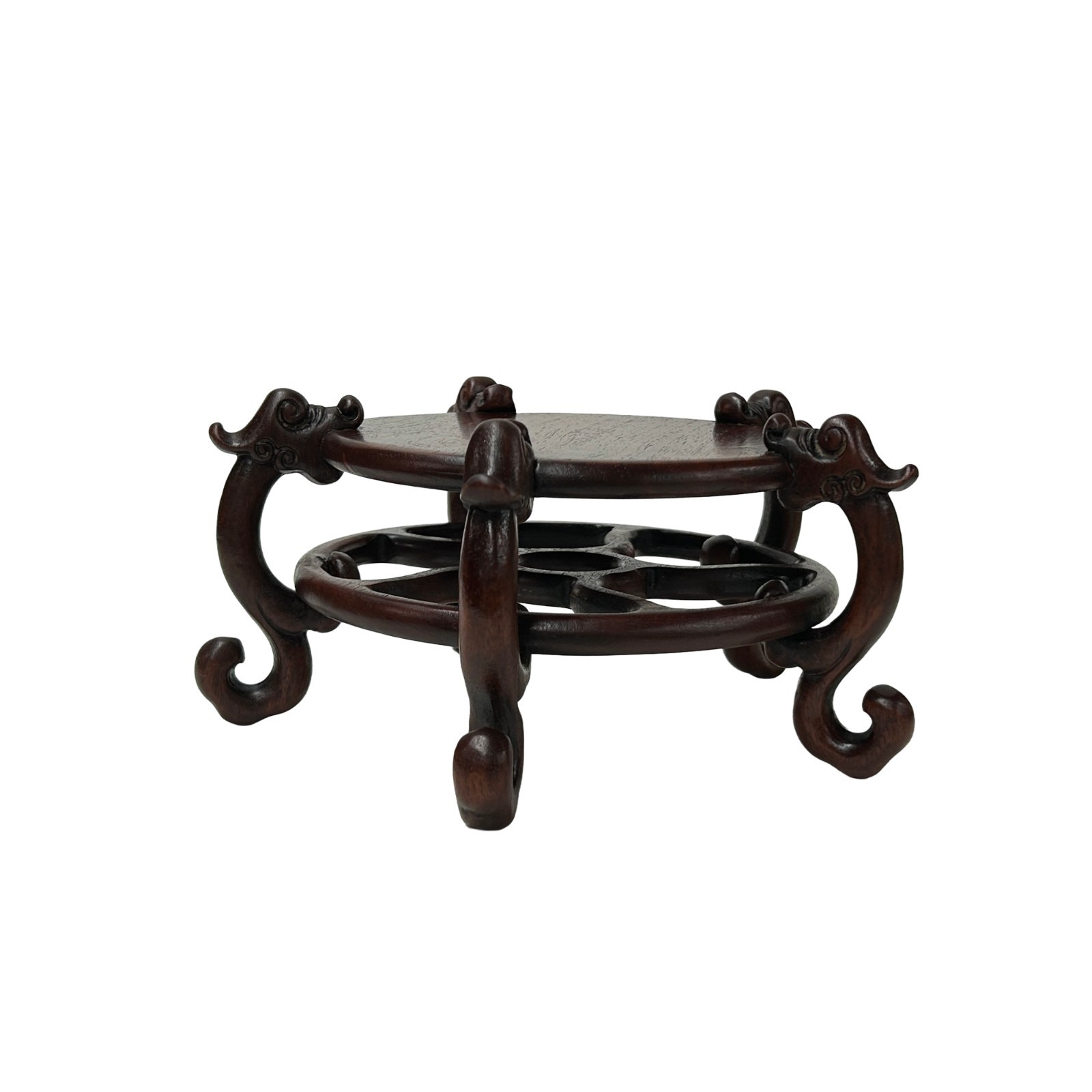 4.75″ Dark Brown Round Top 5 Curved Legs Wood Display Stand Riser Easel GB278