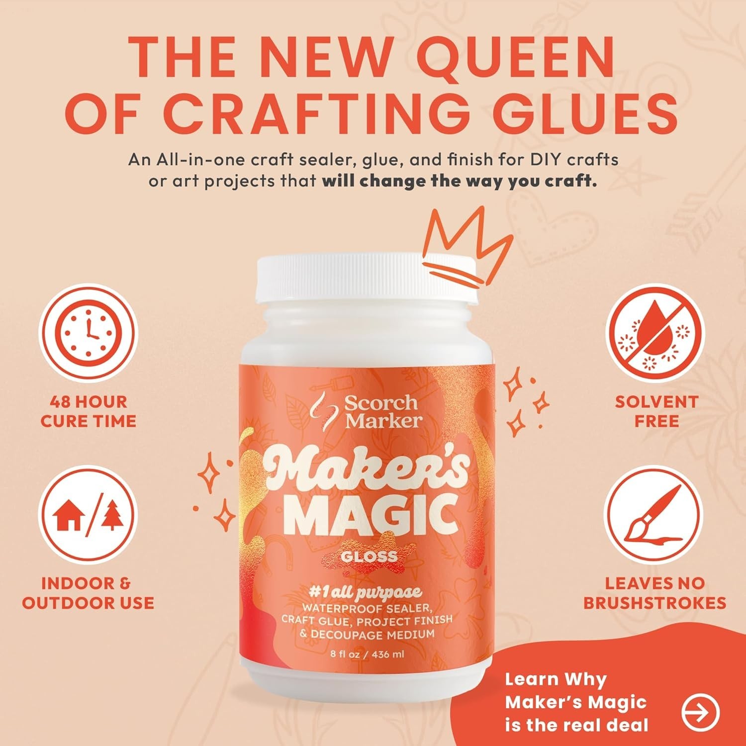 Maker’s Magic Sealer – Gloss Finish 8oz, All Purpose Glue, Waterbase & Waterp…