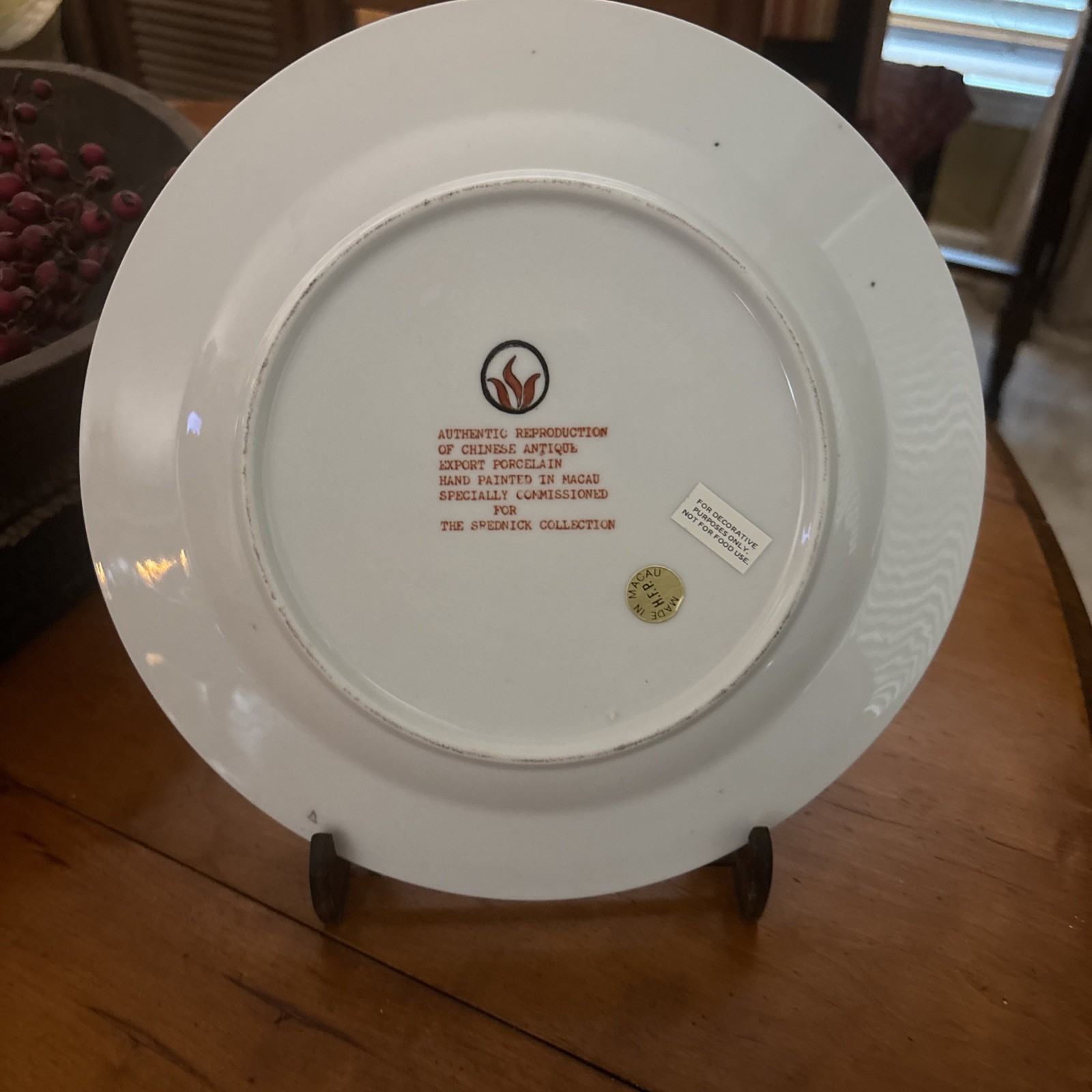 Vintage H.F.P. Macau Chinese Porcelain 10″ Hand-Painted Decorative Ship Plate