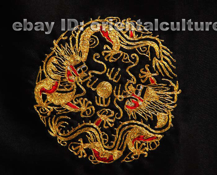 Chinese totally 100% hand embroidered silk suzhou embroidery art:double dragons