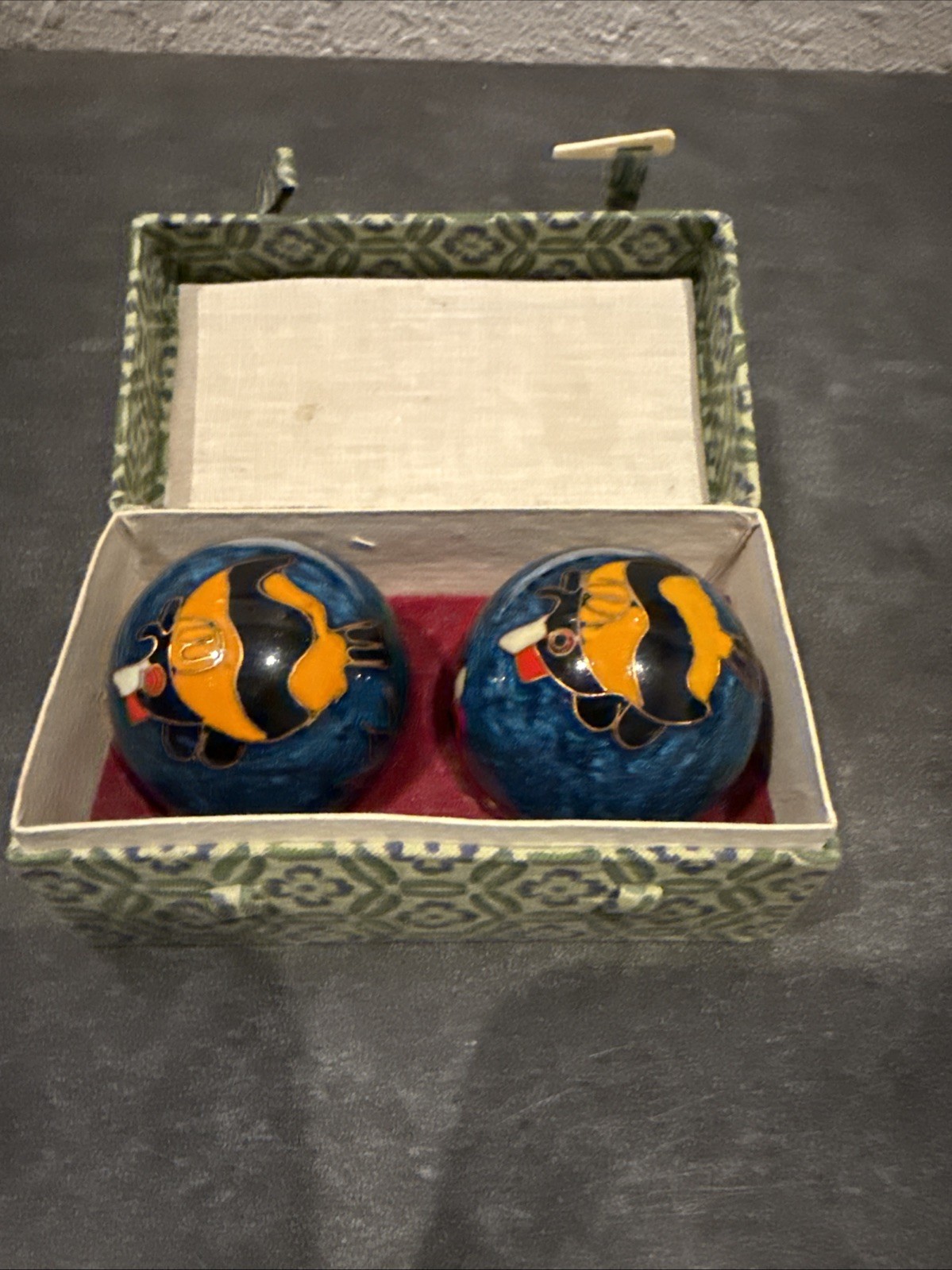 Vintage ShouXing Baoding Iron Balls Meditation Wellbeing w/ Box