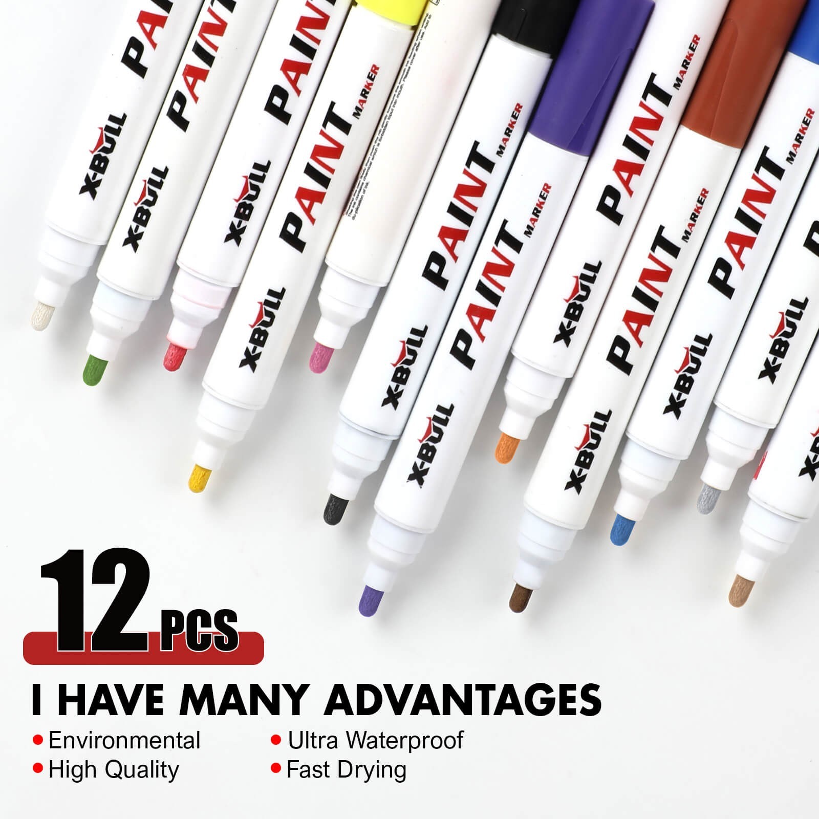 12Pcs Waterproof Permanent Paint Marker Pen For Car Tyre Tread Rubber Metal