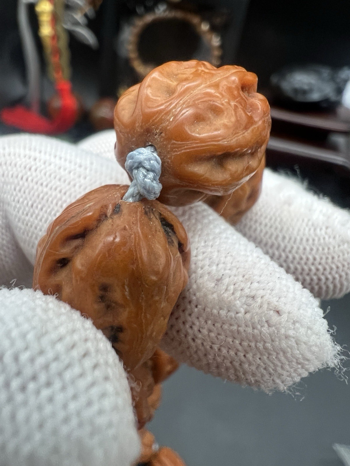 15×15×19.5mm Chinese Jujube-Shaped Small Walnut Collection Necklace 36颗野生小秋子枣珠脖挂