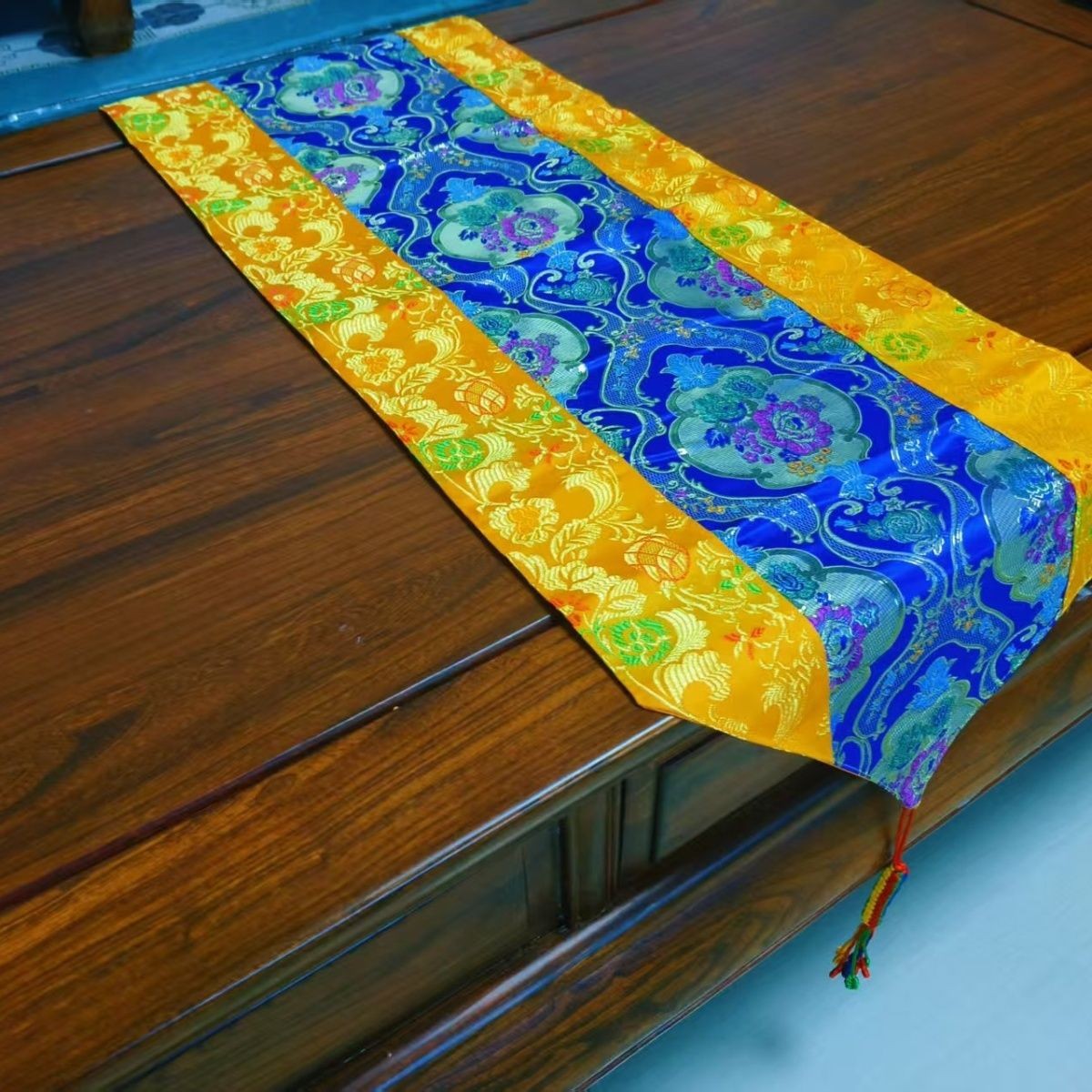 140x35cm Chinese Zen Brocade Tea Table Runner Long Tablecloth Decor