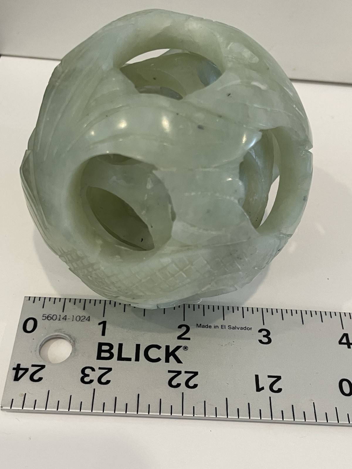 Chinese Puzzle Ball Jade Sphere Serpentine Round 3.5 Inch Preowned 5 Layers