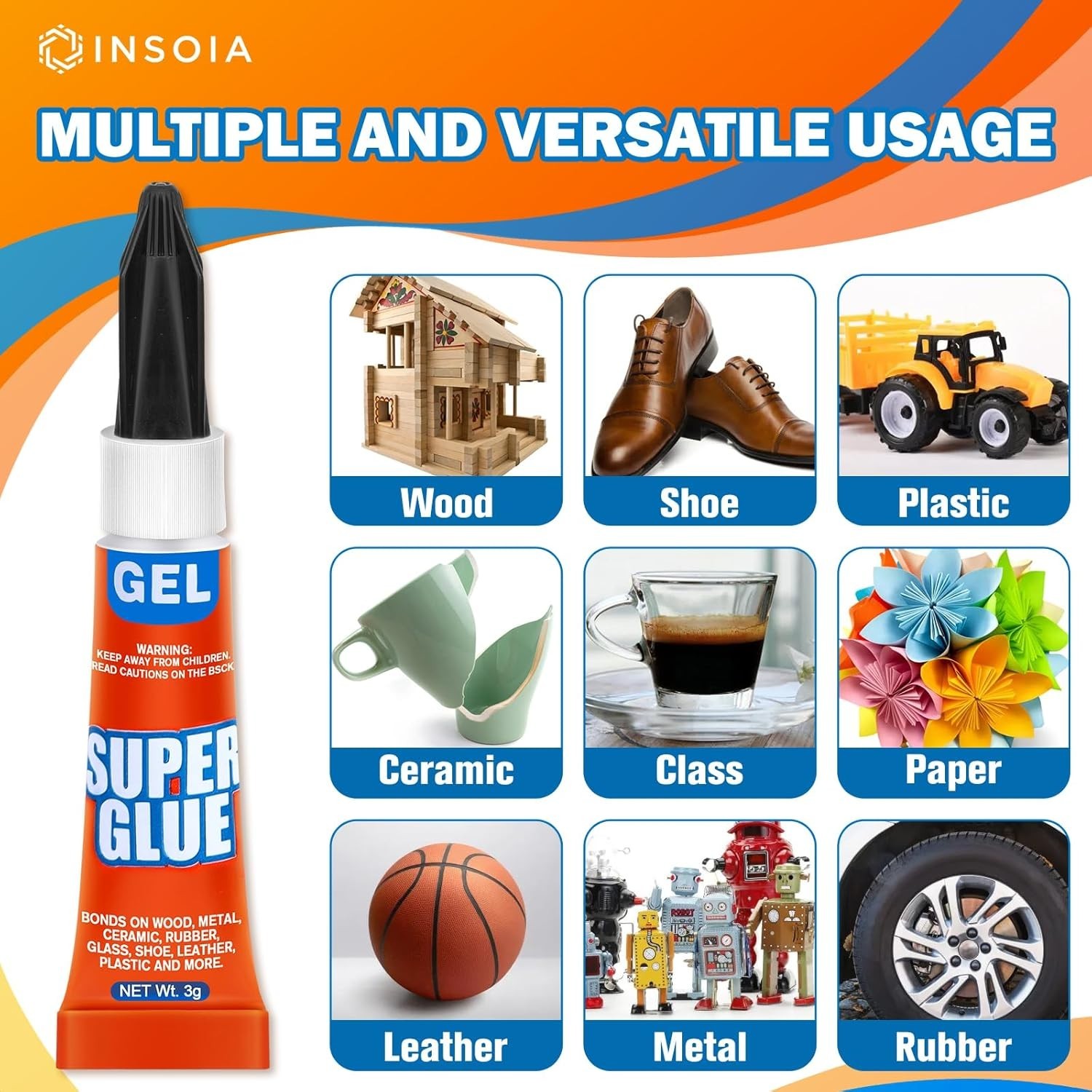 Glue Gel Clear Non-Drip, 24 X 3G All Purpose Strong Adhesive Ca Glue Quick