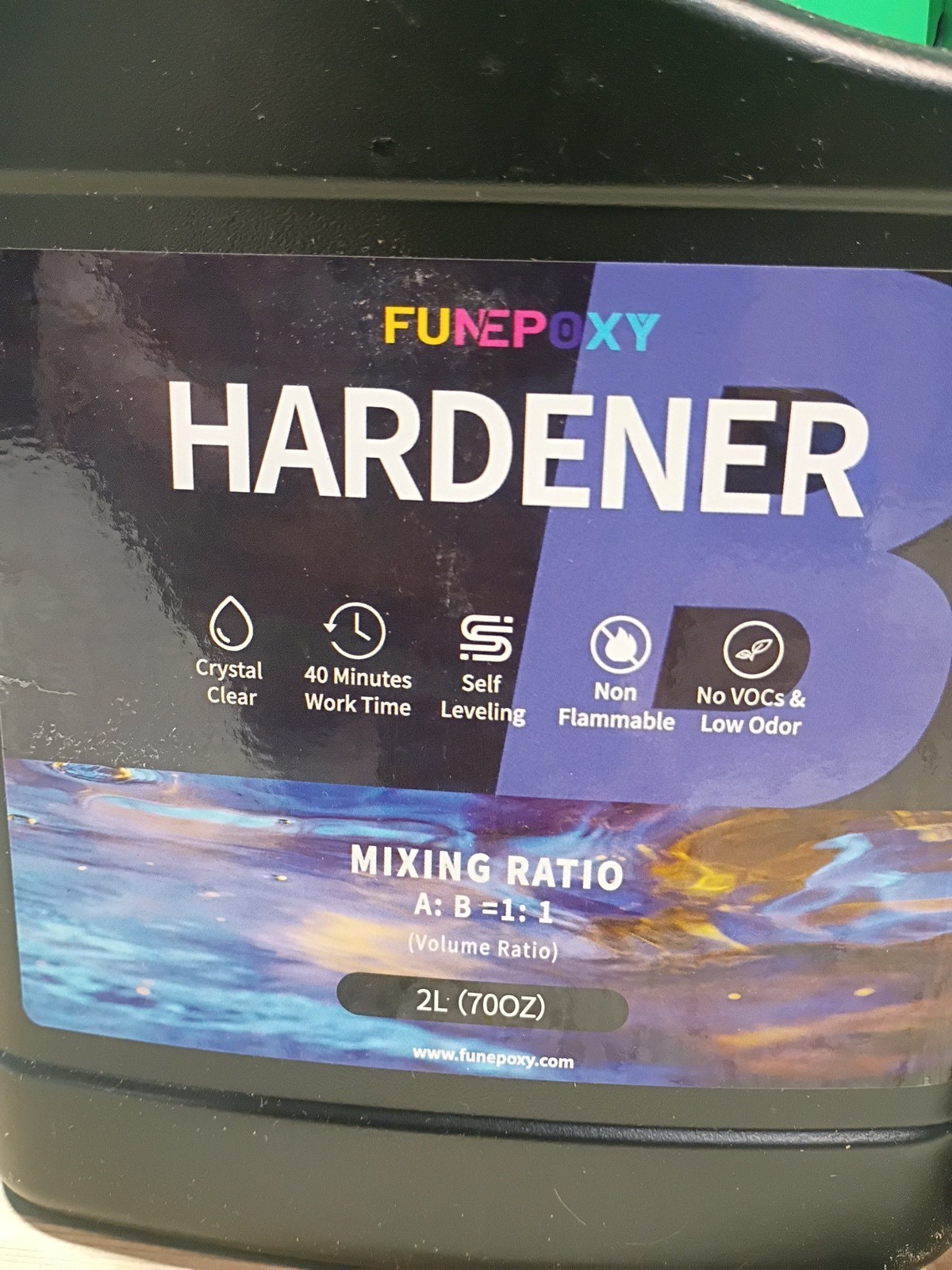 Funepoxy Hardener/Epoxy Resin Kit 70 Oz Clear Self Leveling High Gloss Artists