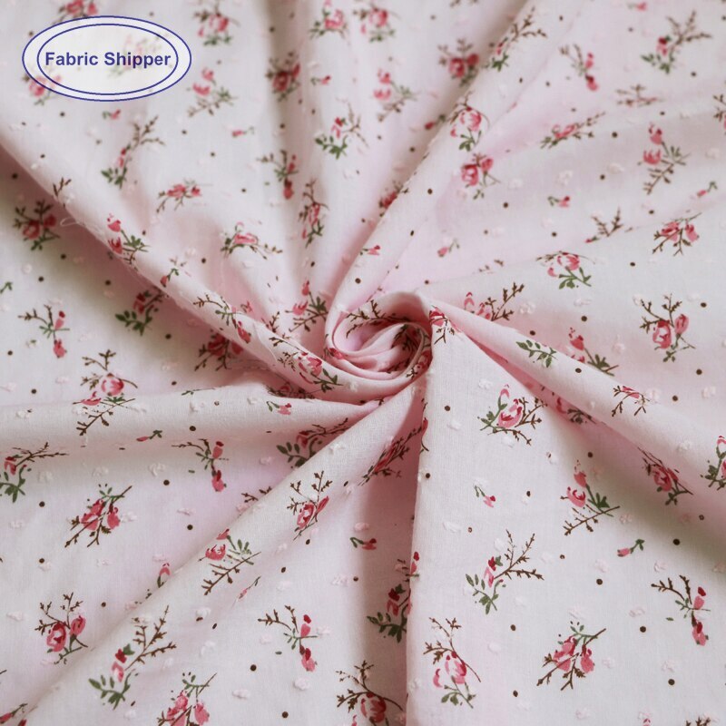 1Yard*145cm Polka Dot Jacquard Cotton Gauze Fabric Thin Floral Cotton