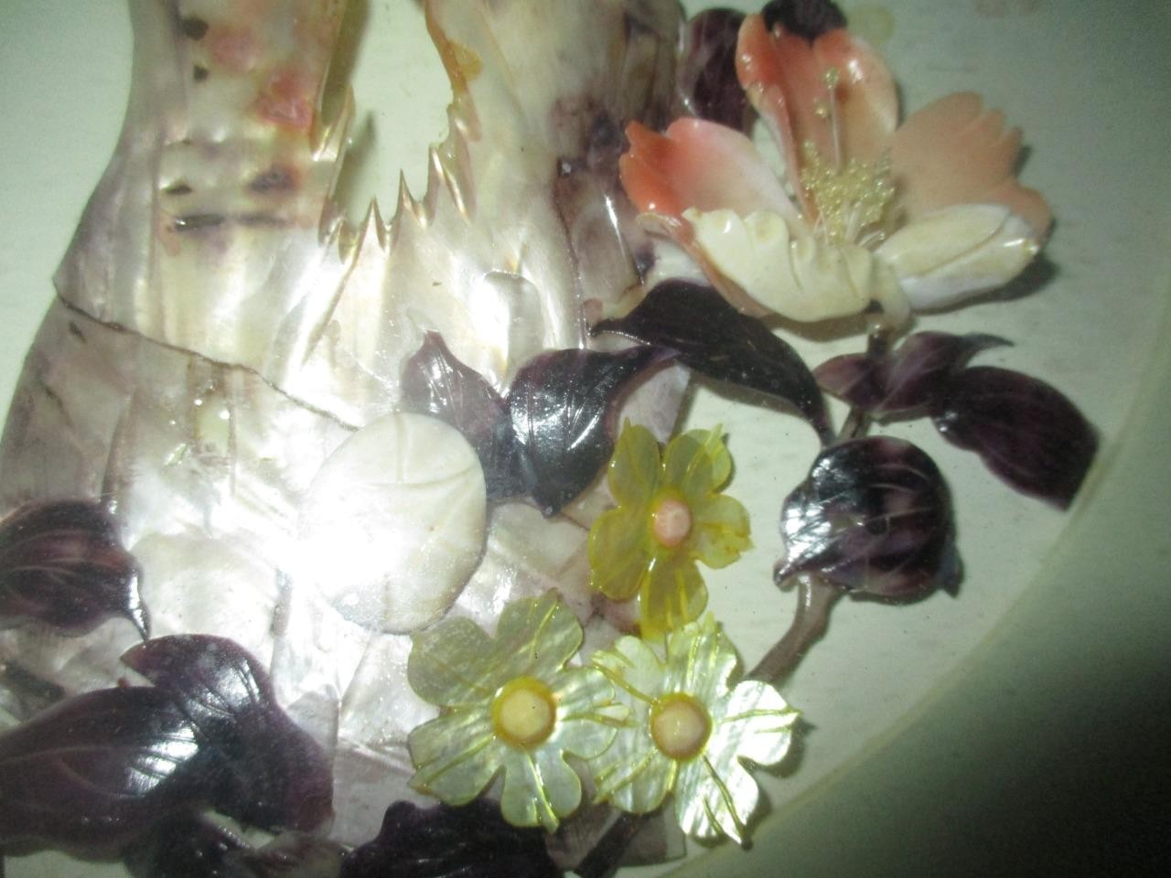 Peacock/Oriental/Picture/ Shadow Box/ Mother of Pearl/ Jade/ Shells (Signed)
