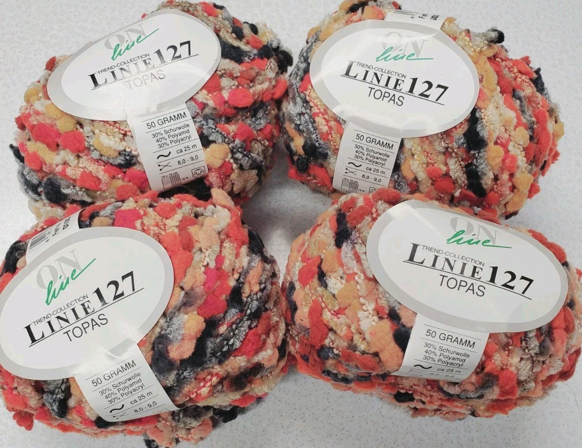 Lot of 4 Balls On Line Linie 127 TOPAS Color 0005 Rust Tangerine Gold Grey