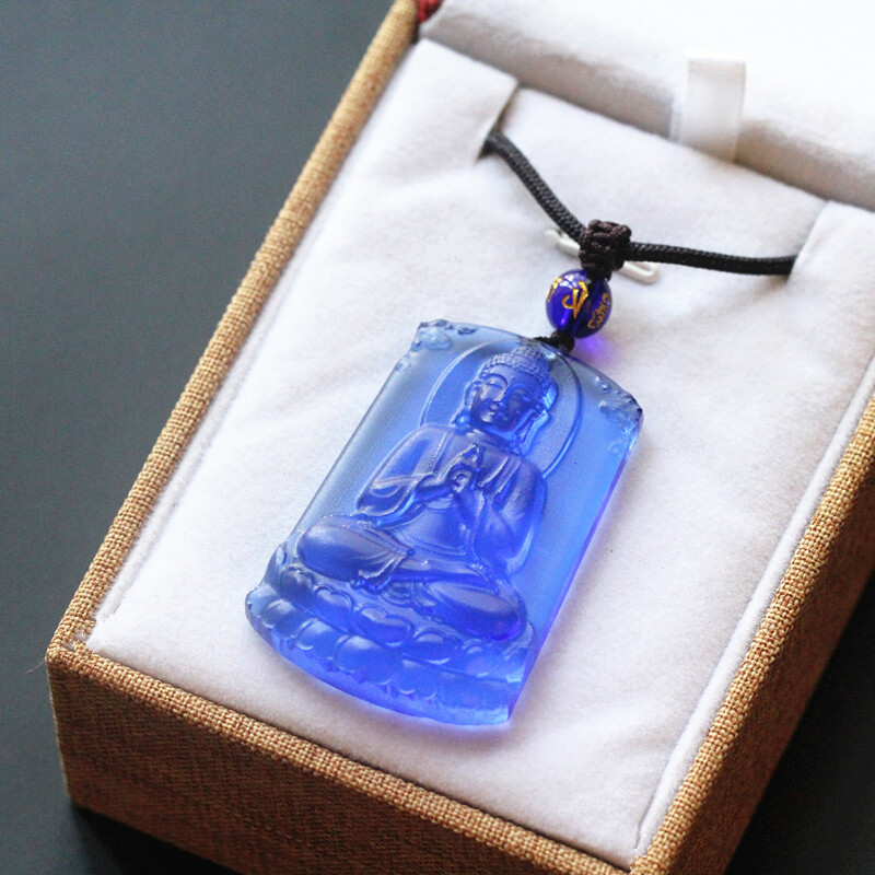 48MM Chinese Coloured Glaze Carving Buddhism tathagata Buddha Amulet Pendant