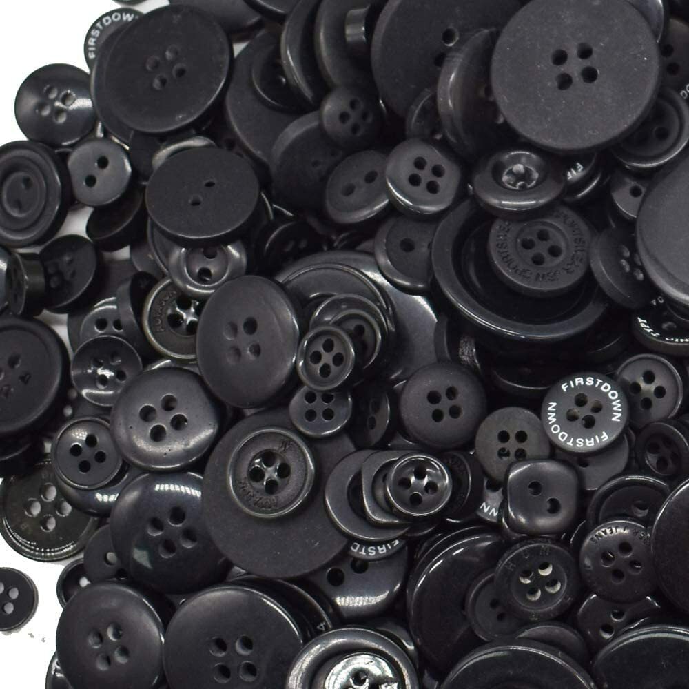 50 Resin Buttons Colorful Black Jewelry Making Sewing Supplies Assorted Lot