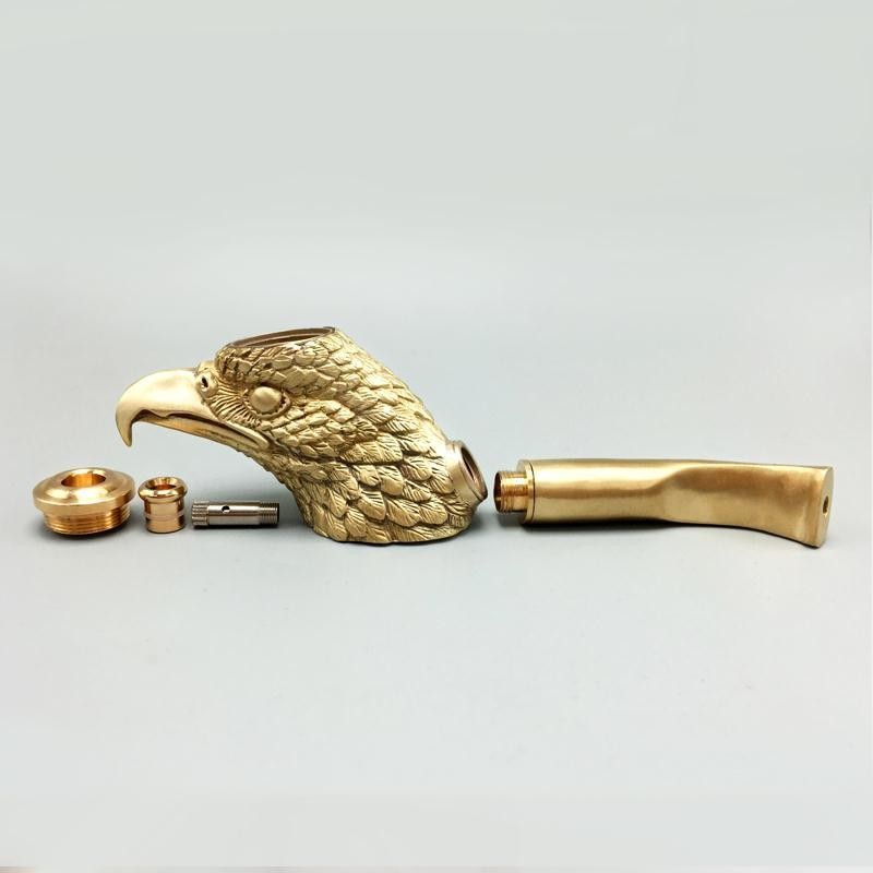 Handmade Brass Eagle Head Pipe Copper Filter Tobacco Pipe for Thick/Thin Cig