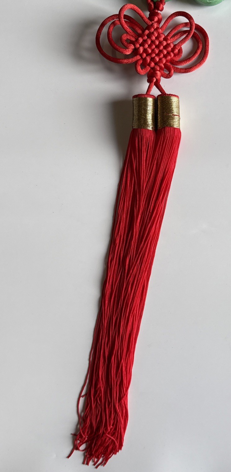 Chinese-Style Koi Fish Wall Decor Asian Lucky Fish Faux Green Jade Red Tassels