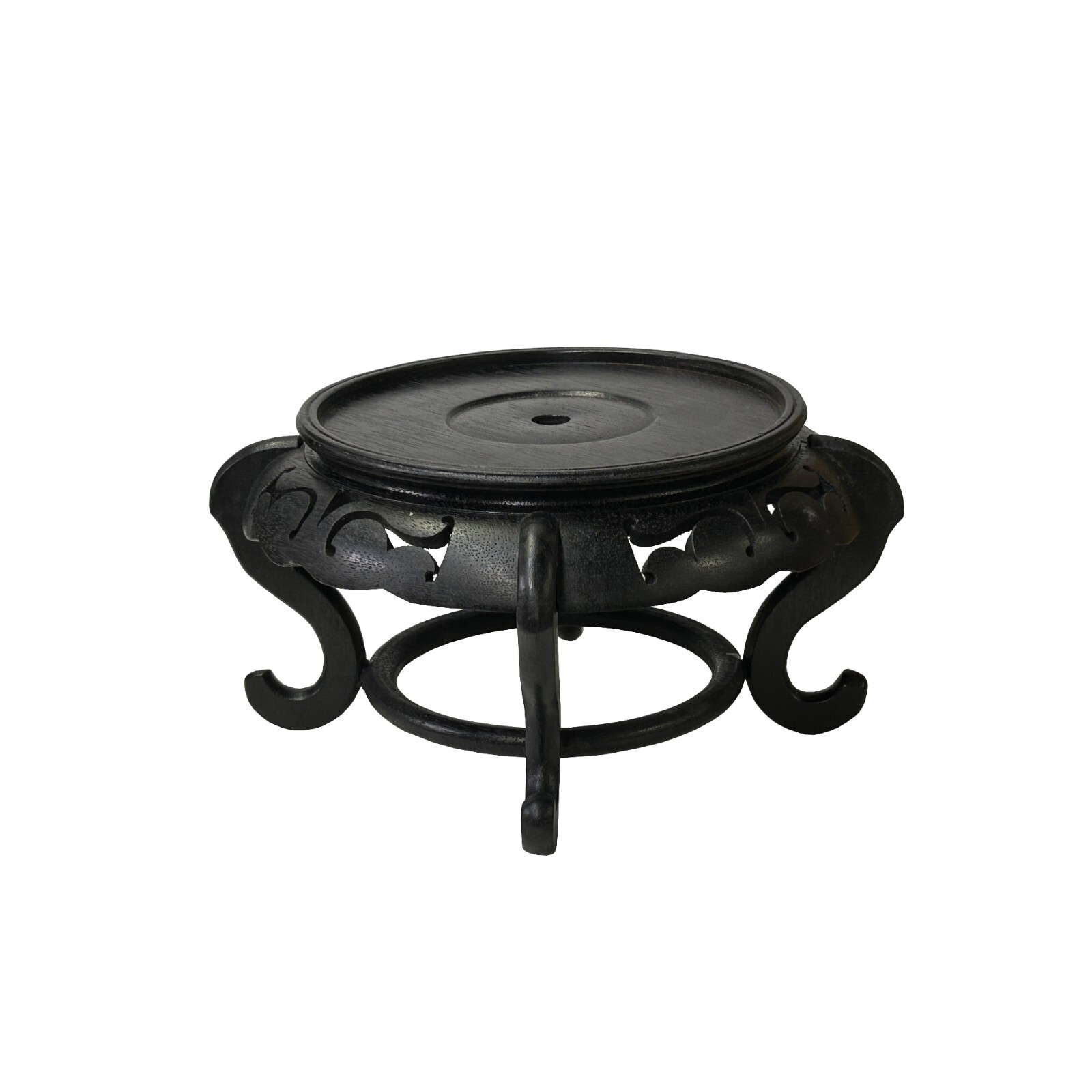 7.5″ Chinese Black Wood Round Legs Table Top Stand Display Easel ws3851