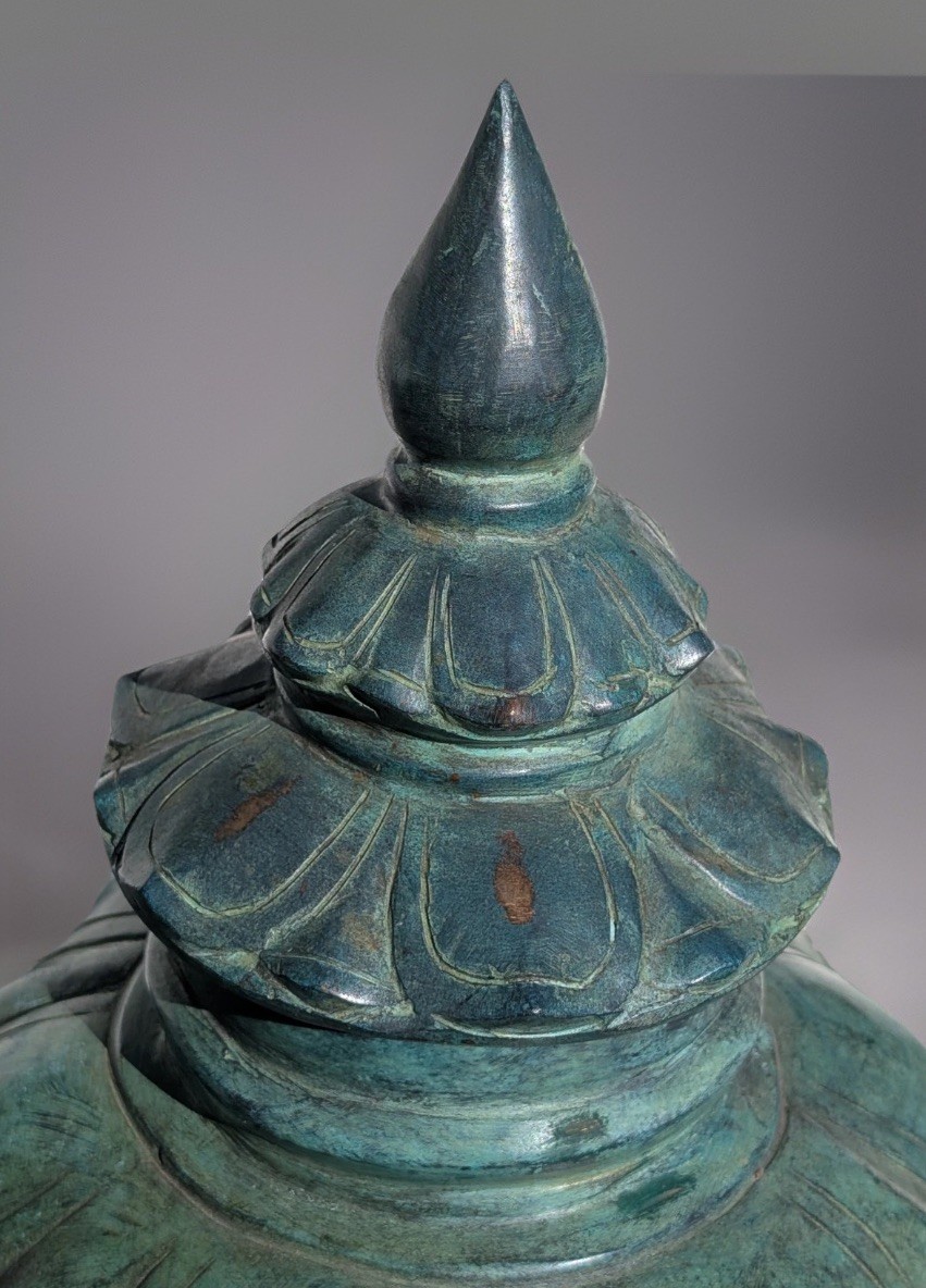 Pair Of XL Rare Vintage Chinese Heavy Duty Bronze Incense Burners Candle Holders