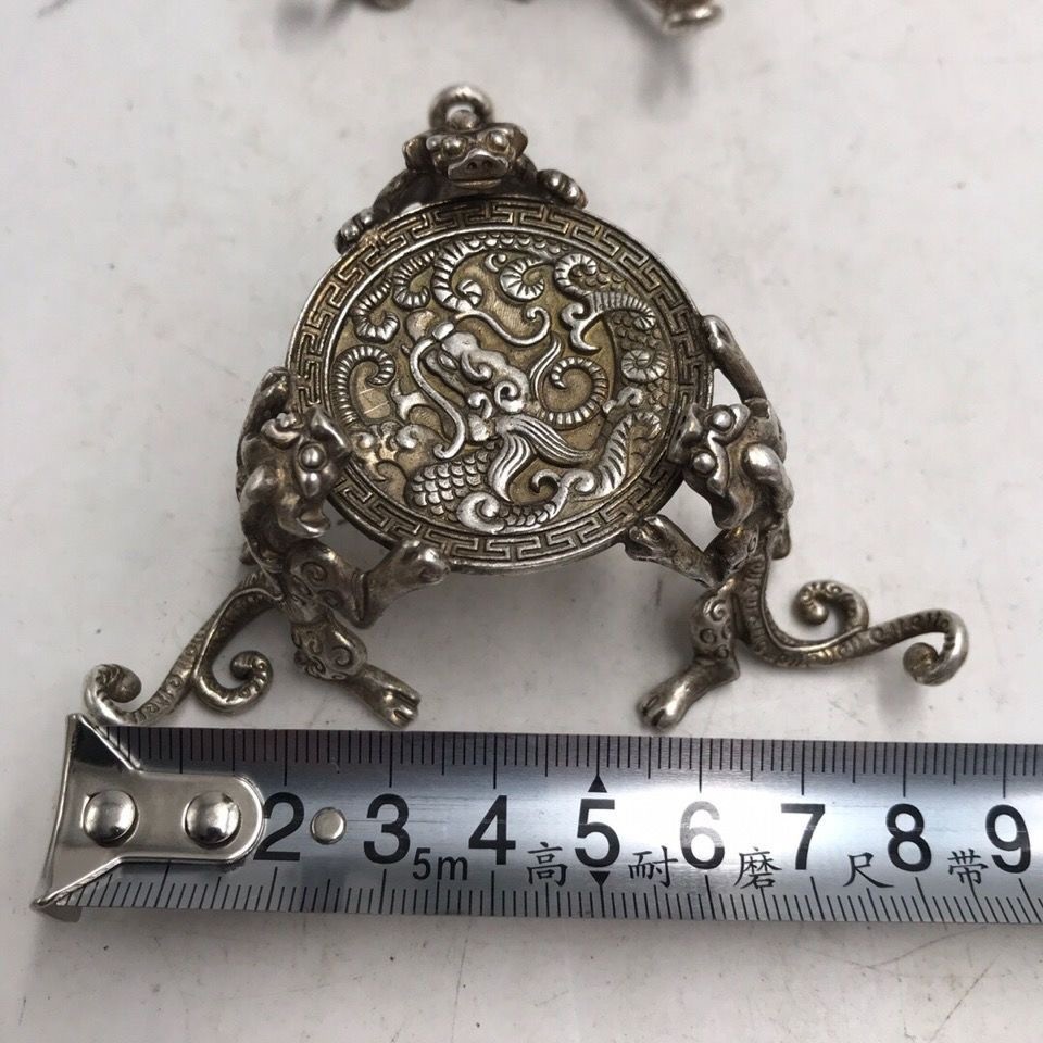 Collect Antique China Silver gemstone Bracelet GemJewelry Bracelet jade statue