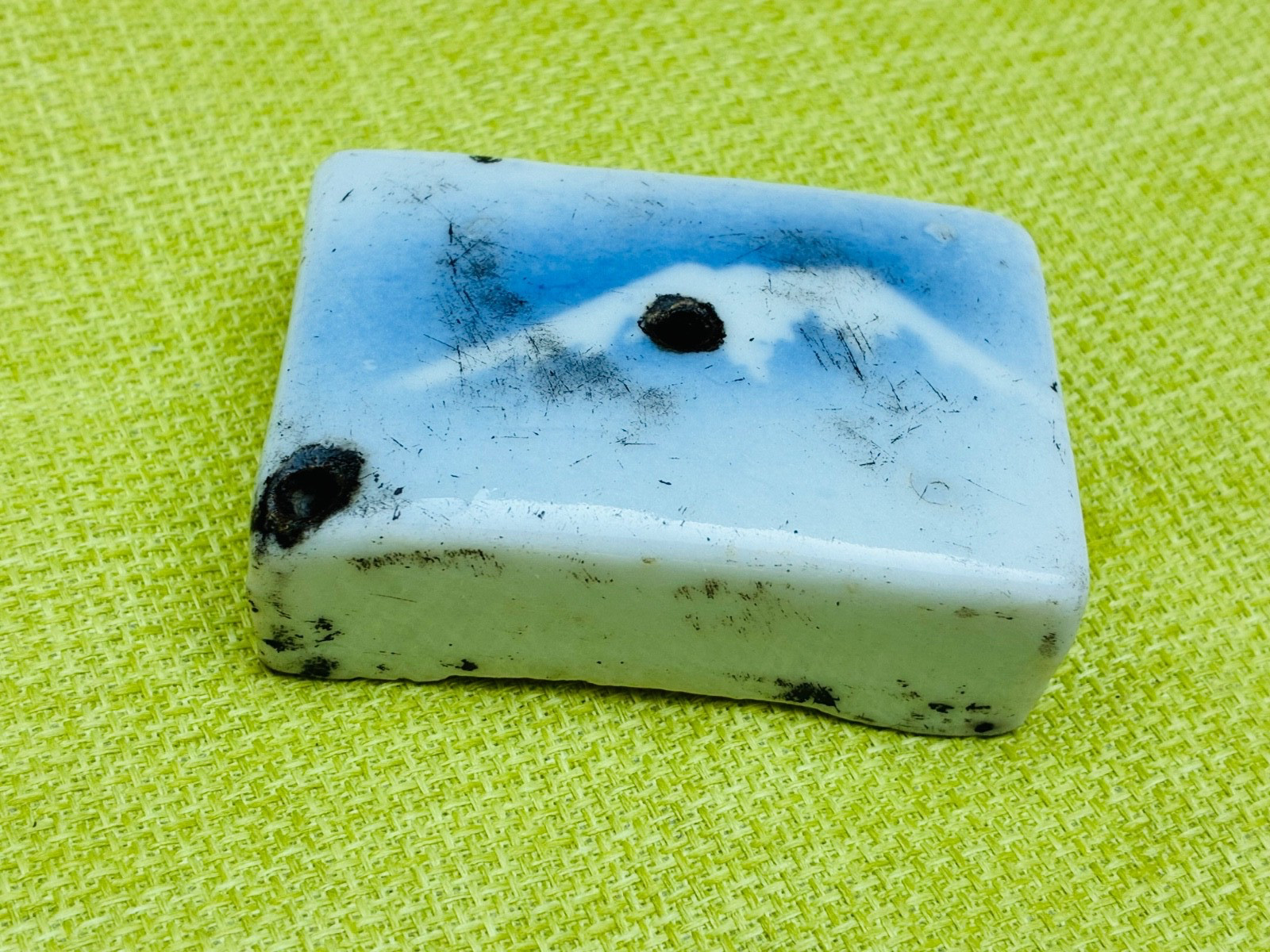 Vintage CHINESE OPIUM PILLOW Incense Burner Holder Blue & White OLD