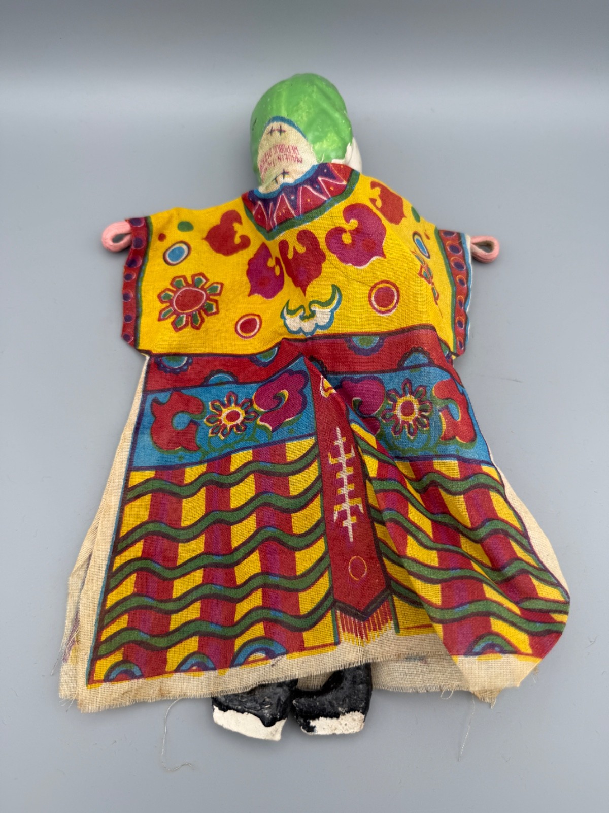 VINTAGE 1950s Hand Carved Wood & Fabric Chinese Opera Female Hand Puppet – 12″