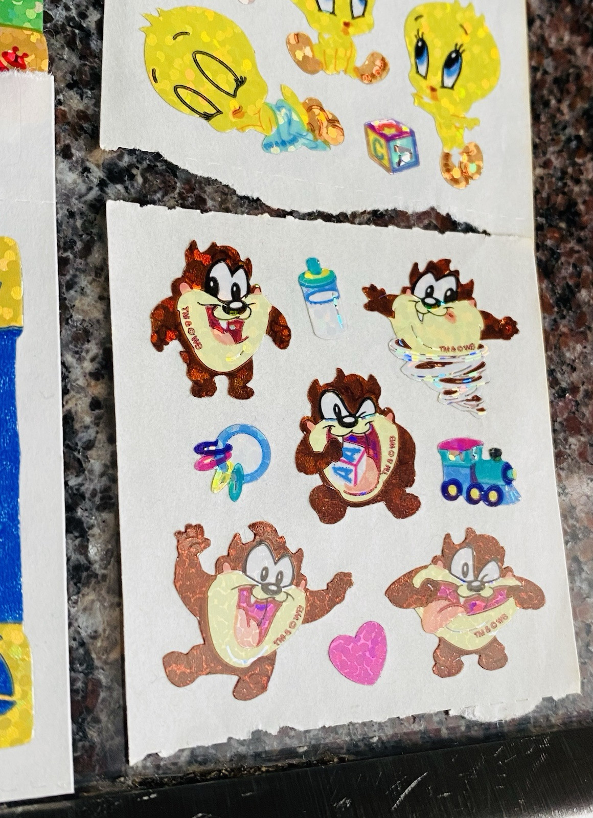 Big Lot of VTG Stickers Sandy Lion & Mrs Grossman – Fuzzy, Shimmery & Character