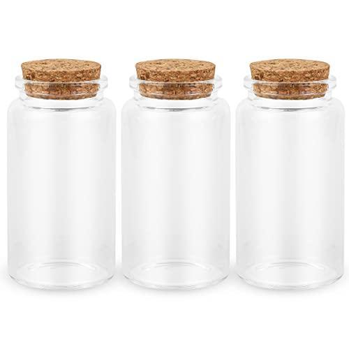3PC100ML Empty Glass Jars with Cork Stoppers for DIY Art Crafts Projects