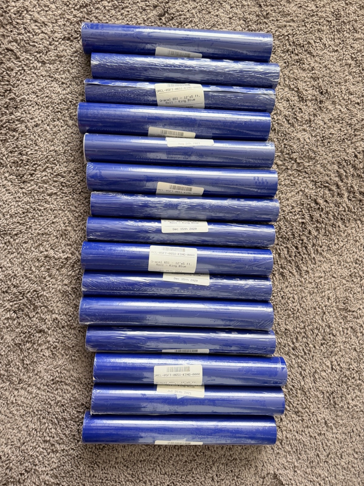 Oracle 651 Glossy Permanent Vinyl, King Blue Bundle of 15 rolls