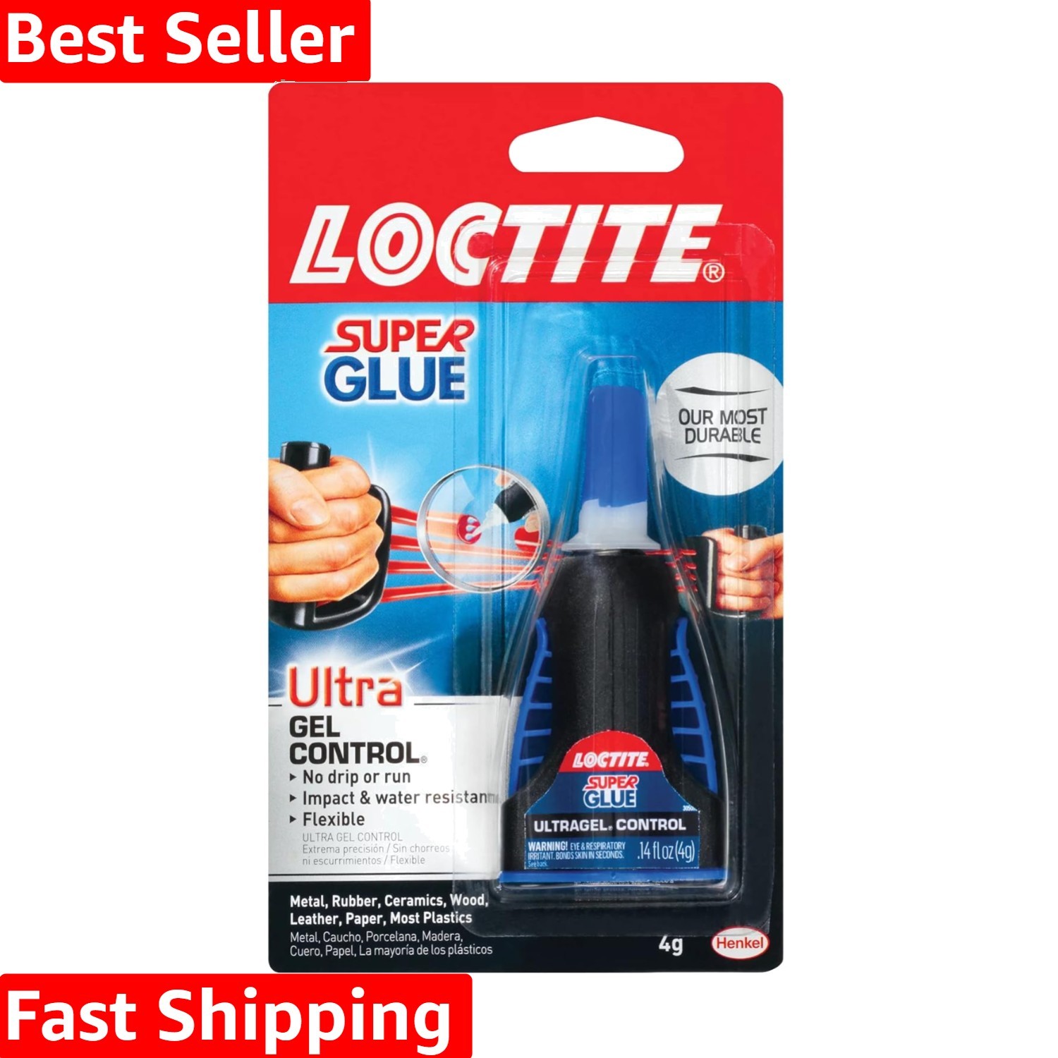Rubber Toughened Super Glue Gel, Quick Dry 0.14 fl oz – Perfect for Home Repairs