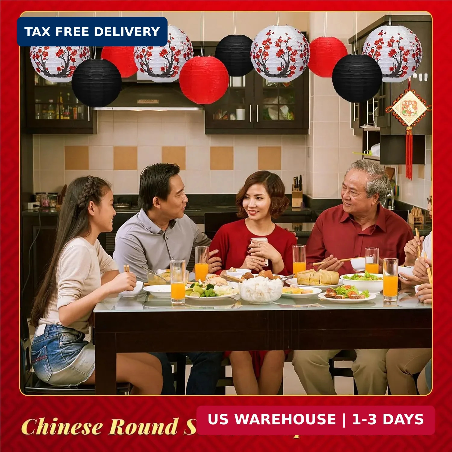 Mudder 20 Pieces Chinese Japanese Paper Lanterns, Cherry Flowers Paper Lanterns