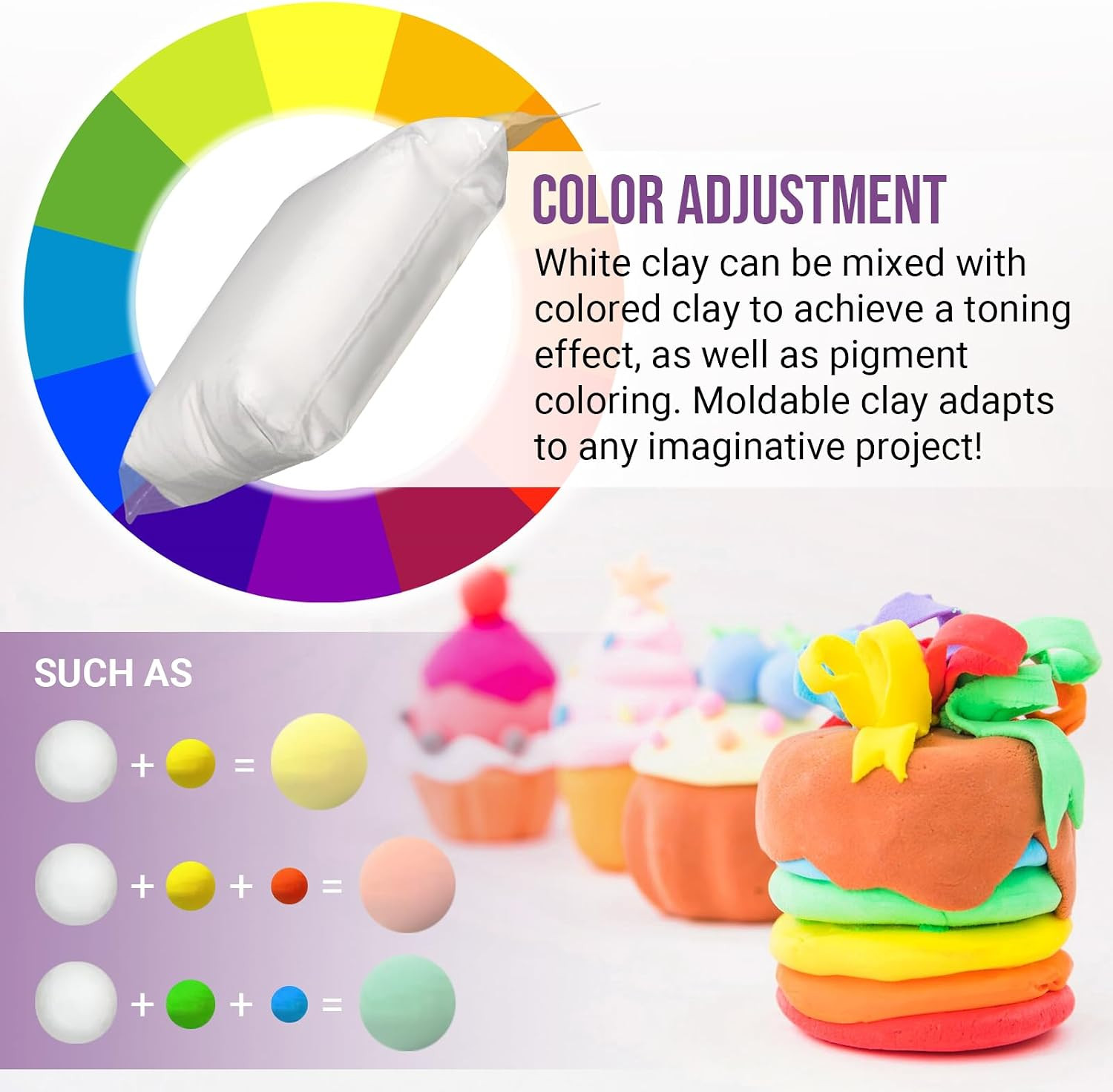 CALPALMY Air Dry Foam Clay (36 Pack), 360G White Moldable Soft Clay for Kids Gif