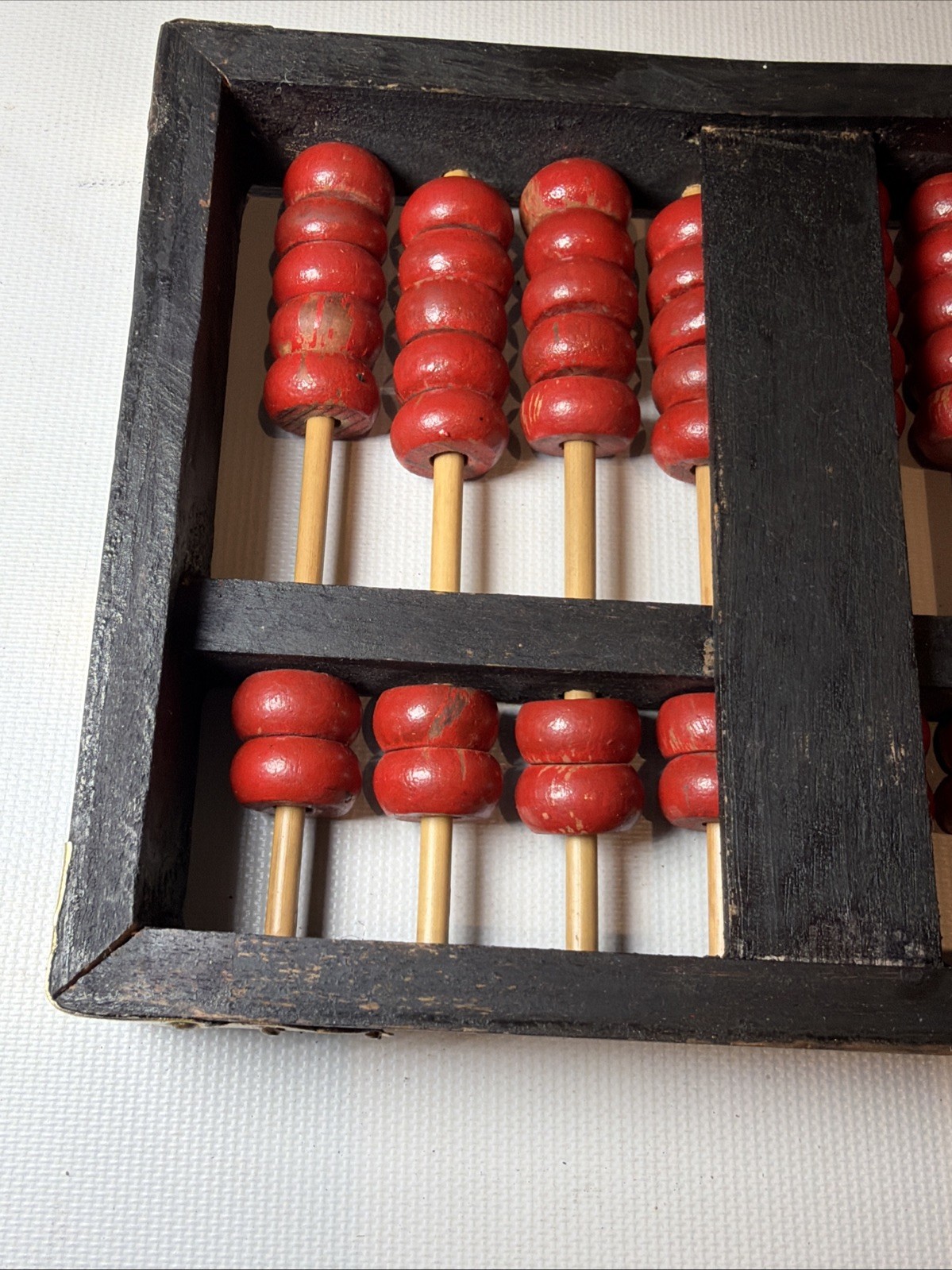 Antique Chinese Abacus Adding Calculator Wood Brass 13 Rows 91 Bead Lotus-Flower