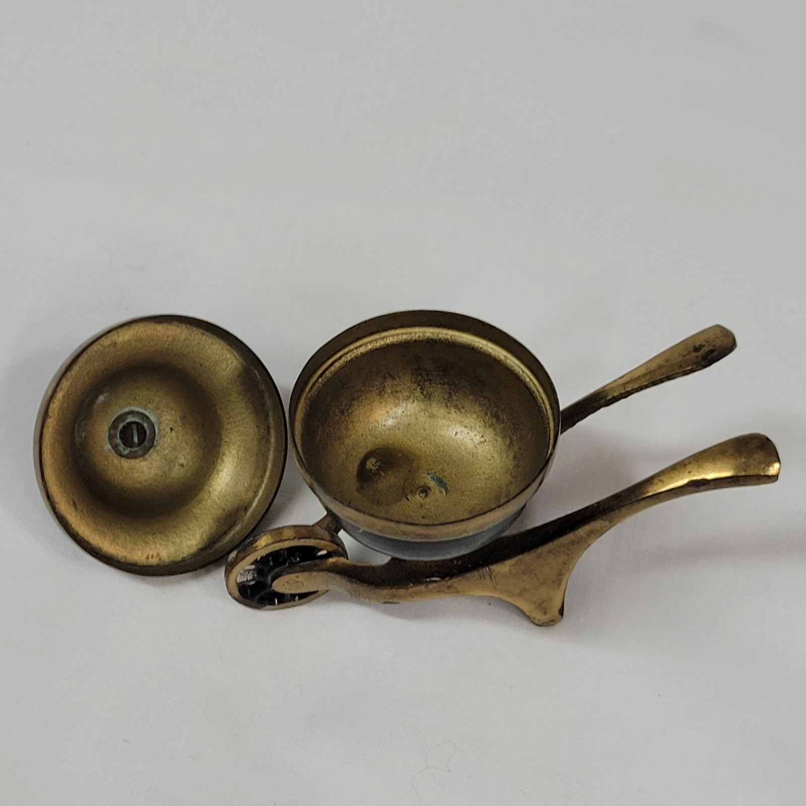 Brass Wheelbarrow Cart Lidded Incense Burner / Trinket Box – Green Marbled
