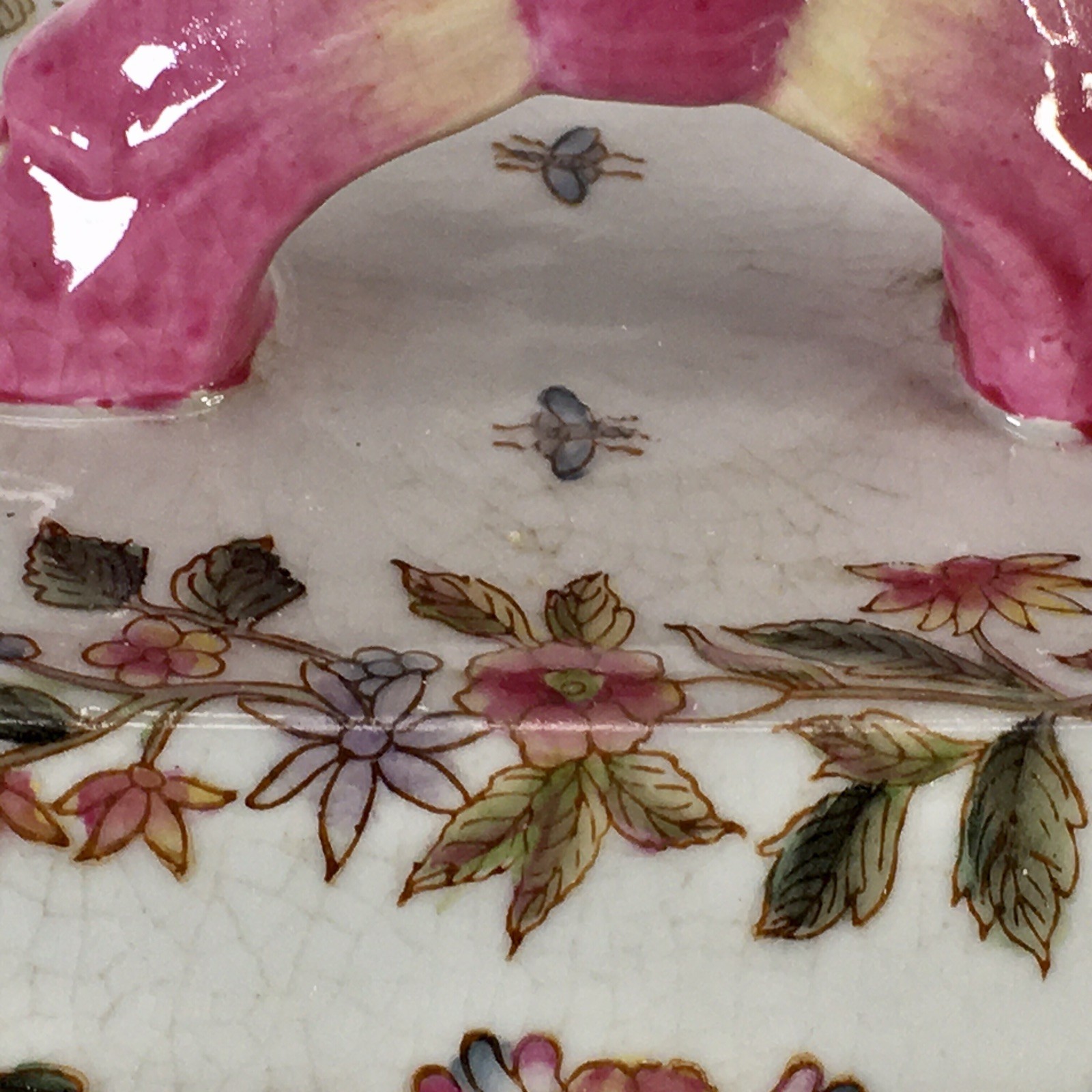Vintage Hua Ping Tang Zhi Porcelain Chinese Bird Trinket Box Hand Painted
