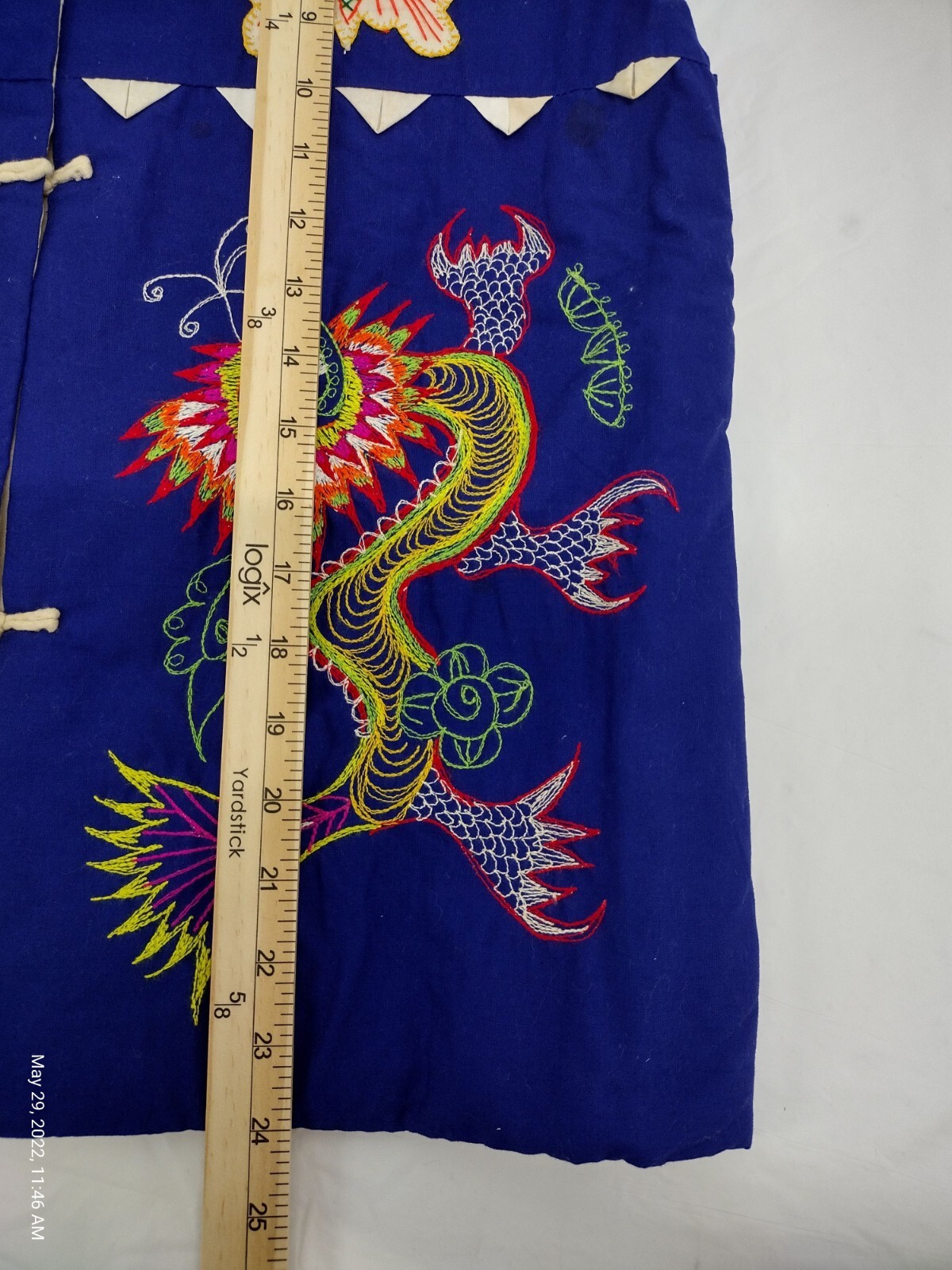 Chinese bai jia bei Vest Folk Art Dragons butterflies frogs And Pandas Size L