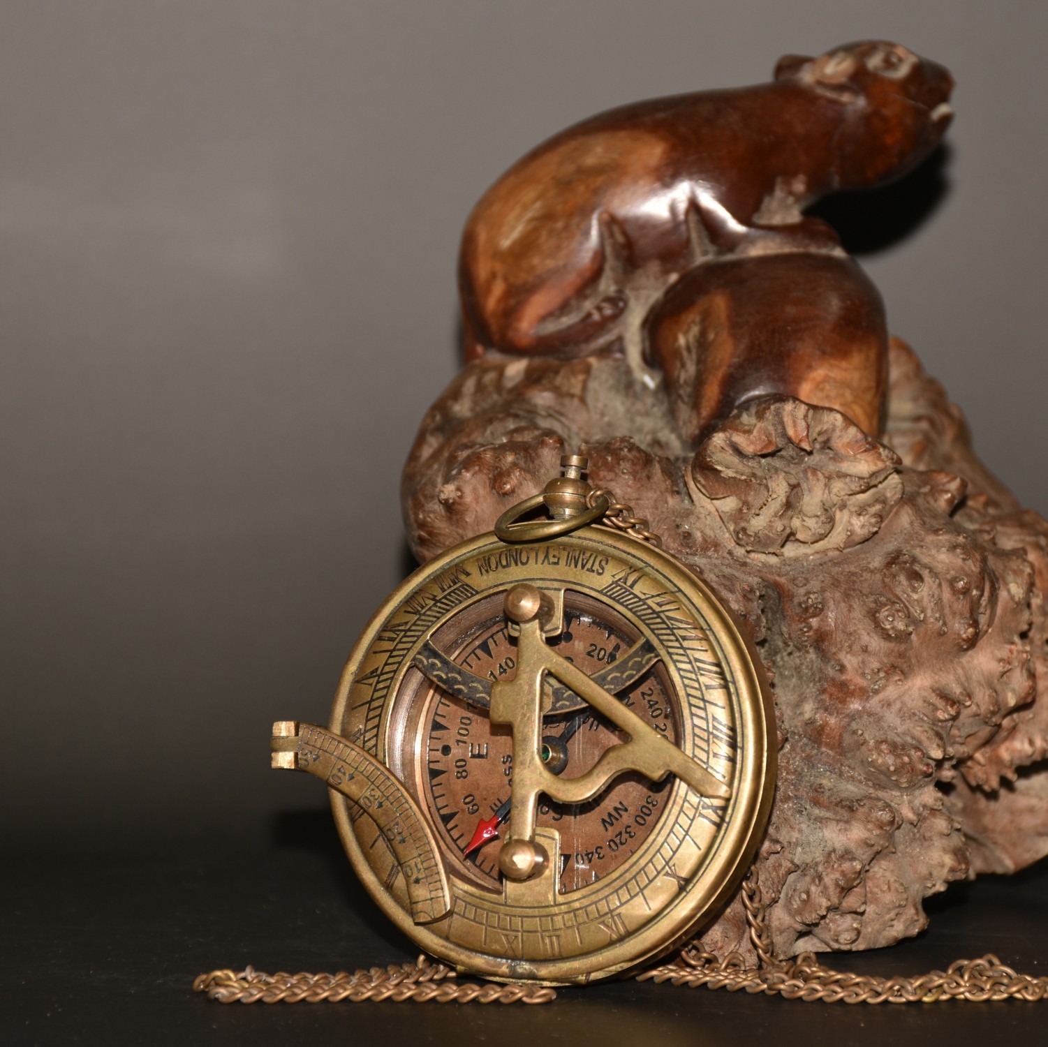 Vintage Brass Compass 2.95×3.15×0.98in 158g Retro Navigation Decor