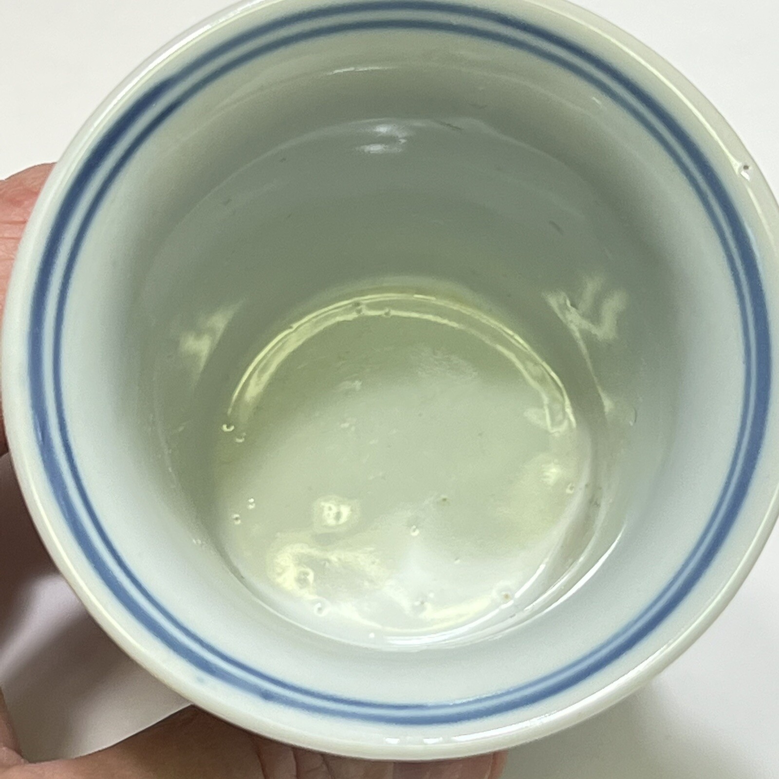 Chinese Footed Brush Pot Cup Blue White Porcelain 3.25″