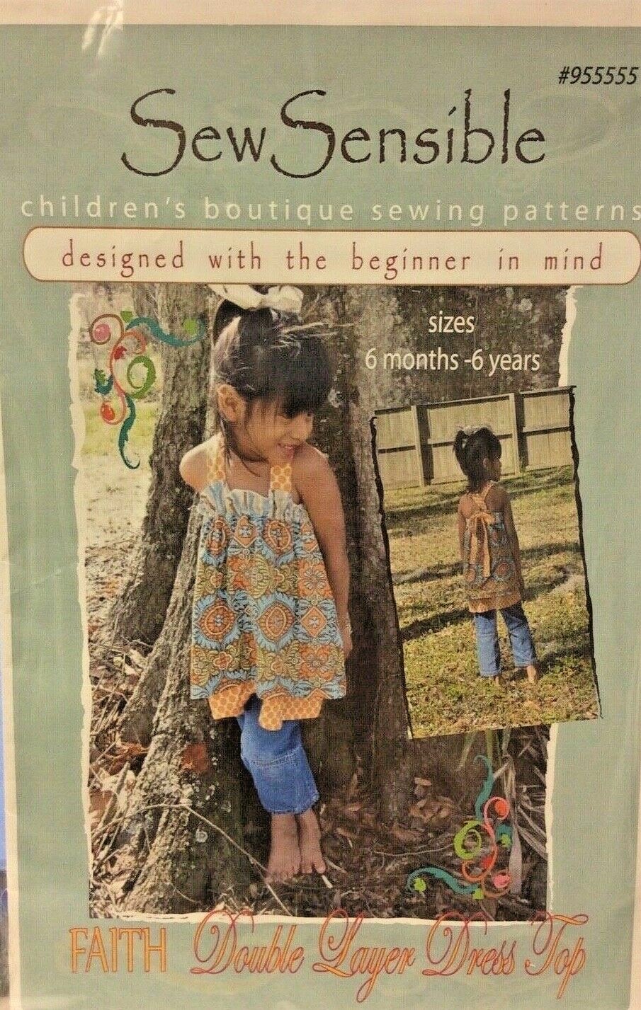 SEW SENSIBLE #955555-FAITH-DOUBLE LAYER DRESS TOP- SIZE 6 MO-6 YEARS
