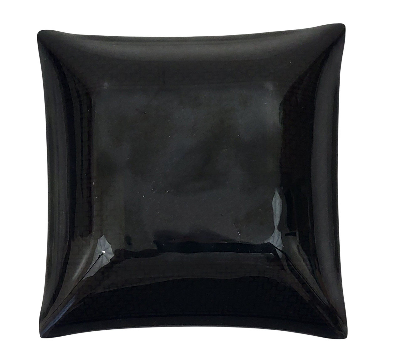 Chinese Goddess Square Black Glass & 24K Gold Ash Tray Trinket Dish Set of 2