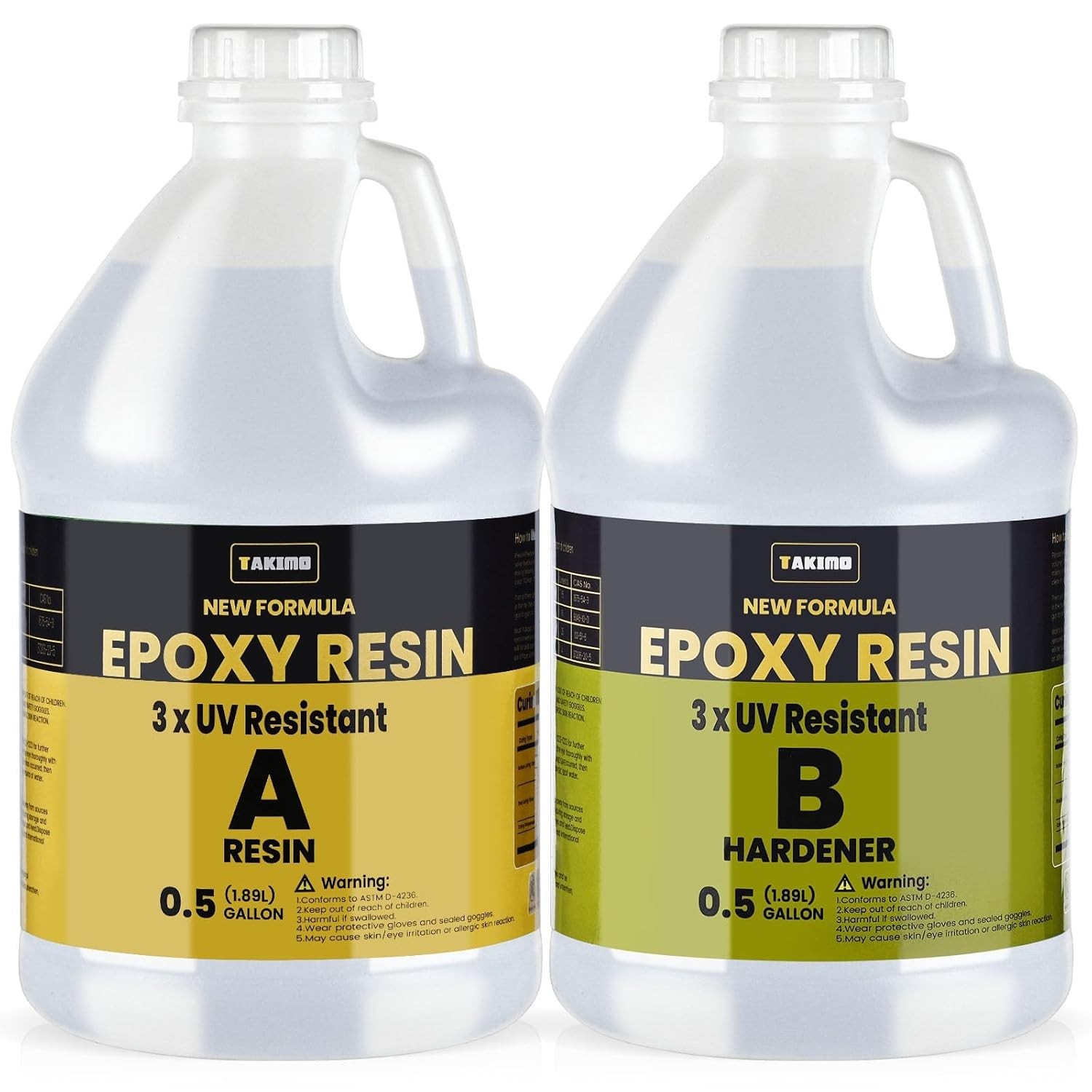 TAKIMO 1 Gallon 3×UV Resistant Resin Kit,No Bubble & Crystal Clear Epoxy Resin