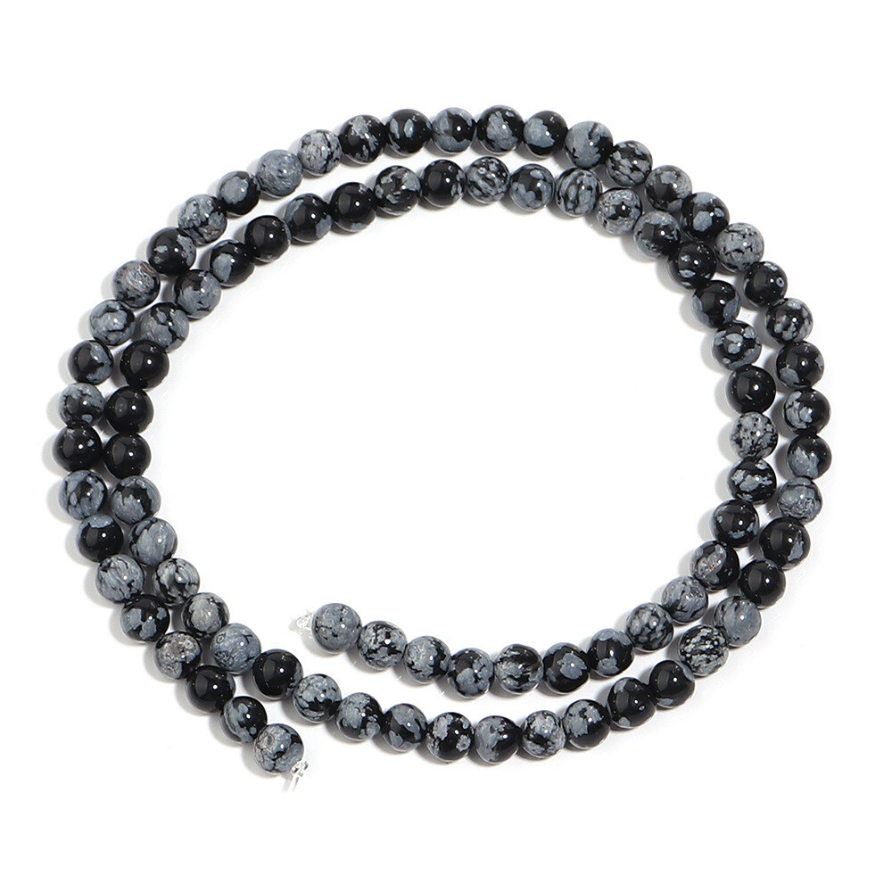 Natural Stone Snowflake Obsidian Round Spacer Bead Jewelry Making 4 6 8 10 12mm