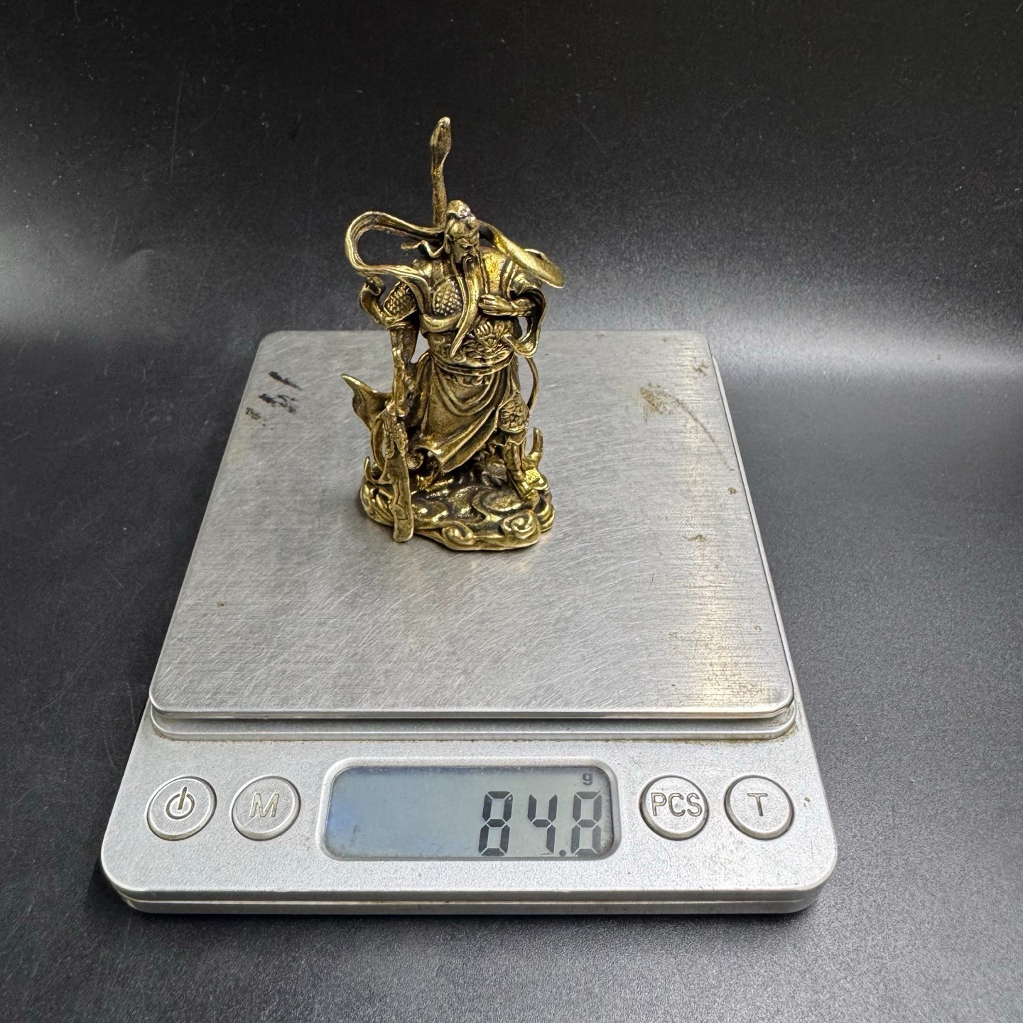 Brass Guan Gong Mini Statue God of Wealth Loyalty Feng Shui Desk Lucky Ornament