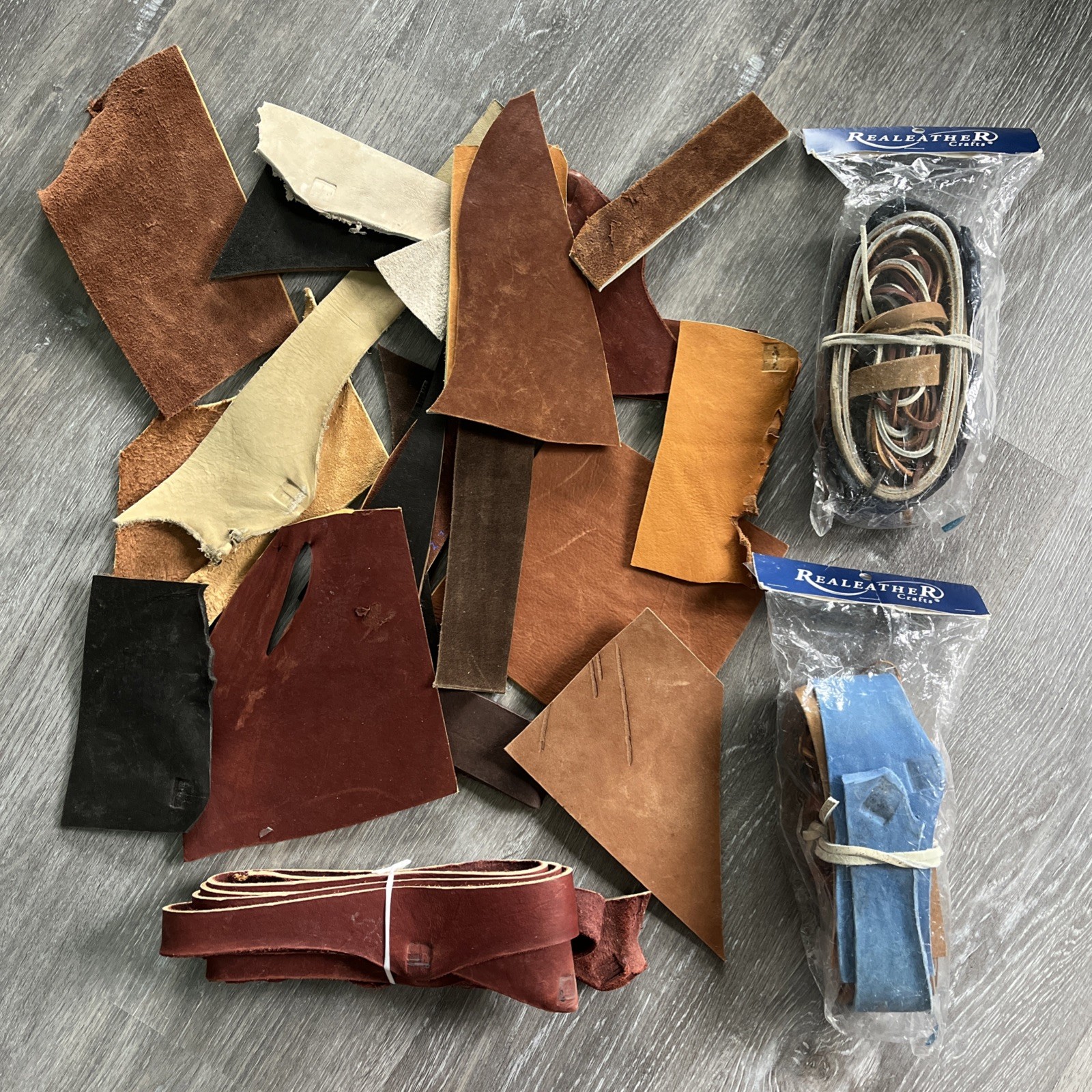 LOT Misc/Assorted Craft Scrap Leather Pieces 3 LBS
