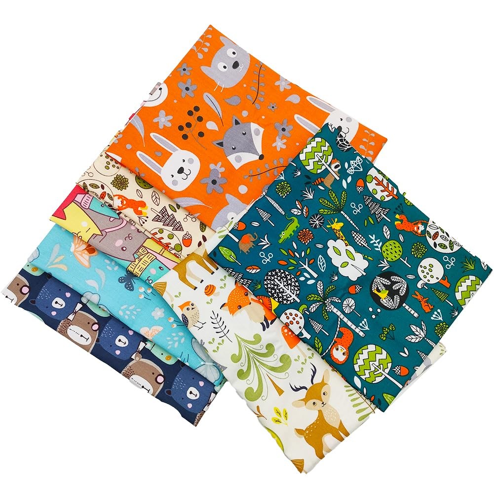 Fat Quarters Fabric Bundles, 7 Pcs 100% Cotton 19.69” x 19.69” (50cmx50cm)
