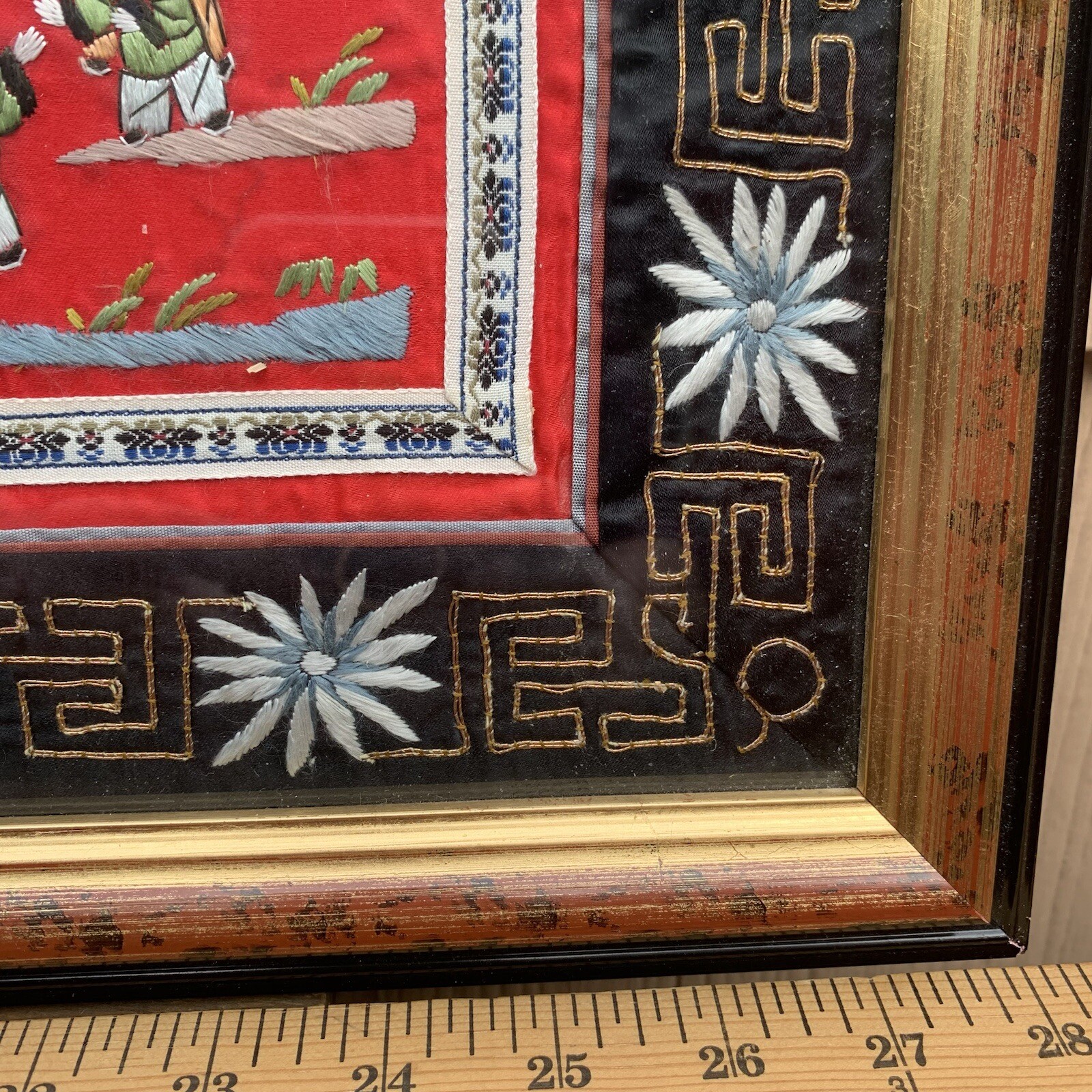 Chinese Silk Tapestry 100 Children At Play Embroidery Framed Art 14.5” x 27”