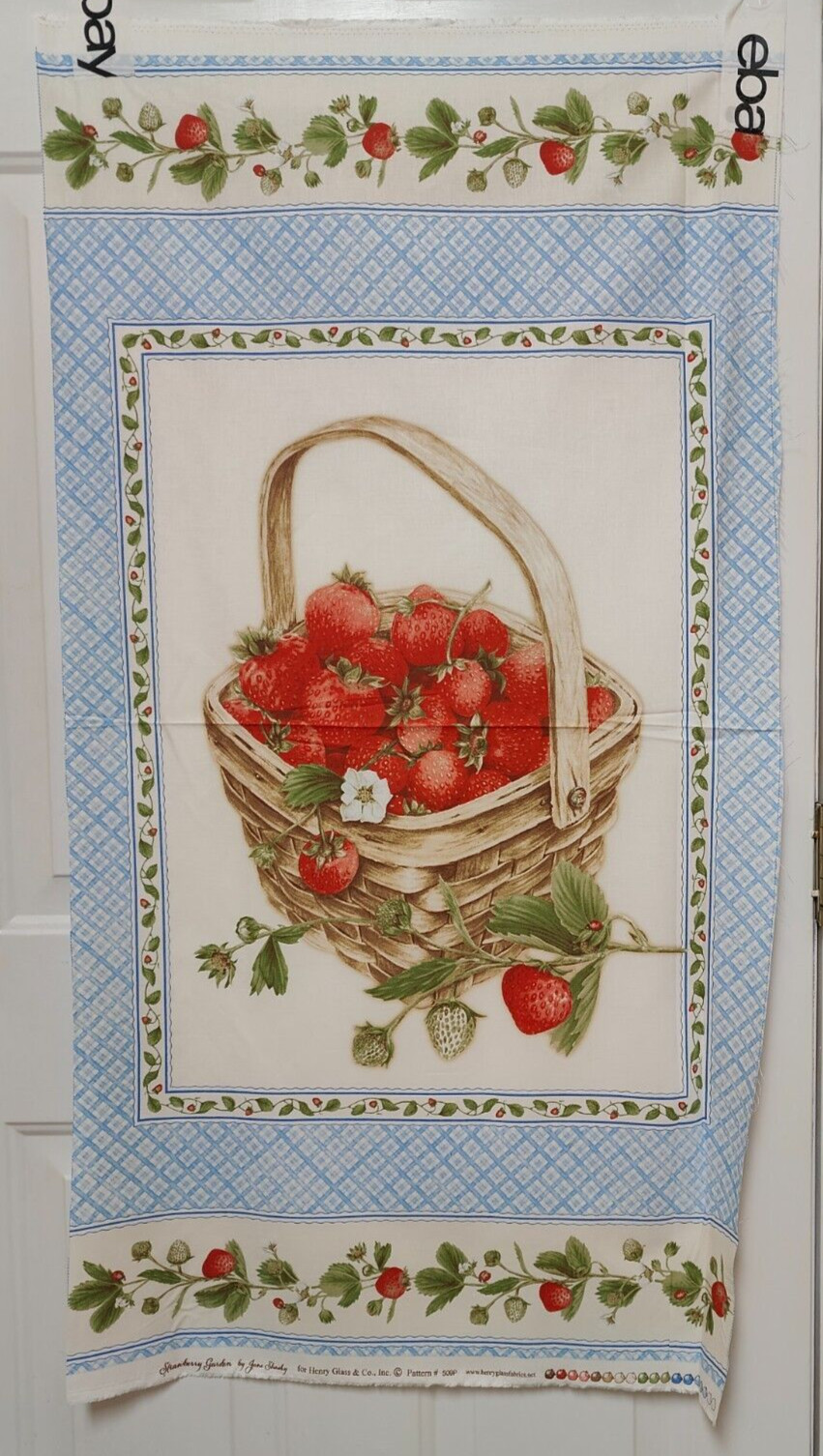 Strawberry Garden Quilt Panel by Henry Glass btp 23″ wide