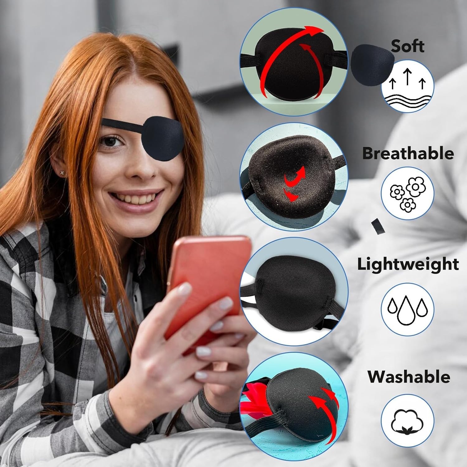 Adult Adjustable Eye Mask – Full Coverage, Reusable Eye Patches for Daily Use