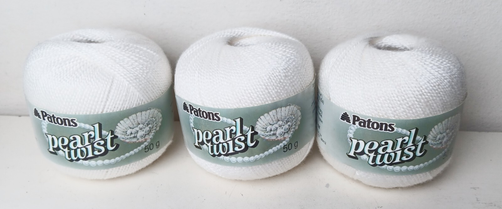Patons Pearl Twist Crochet Thread Acrylic Nylon Lot of 3 Skeins Off White Ivory