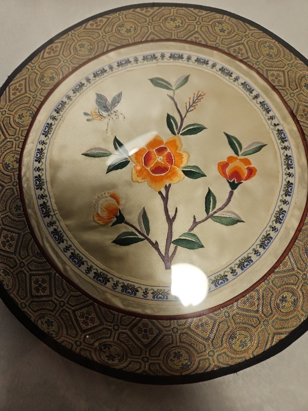 Vintage Bamboo Floating Framed Silk Embroidery Art Panel China 14 X 14 In